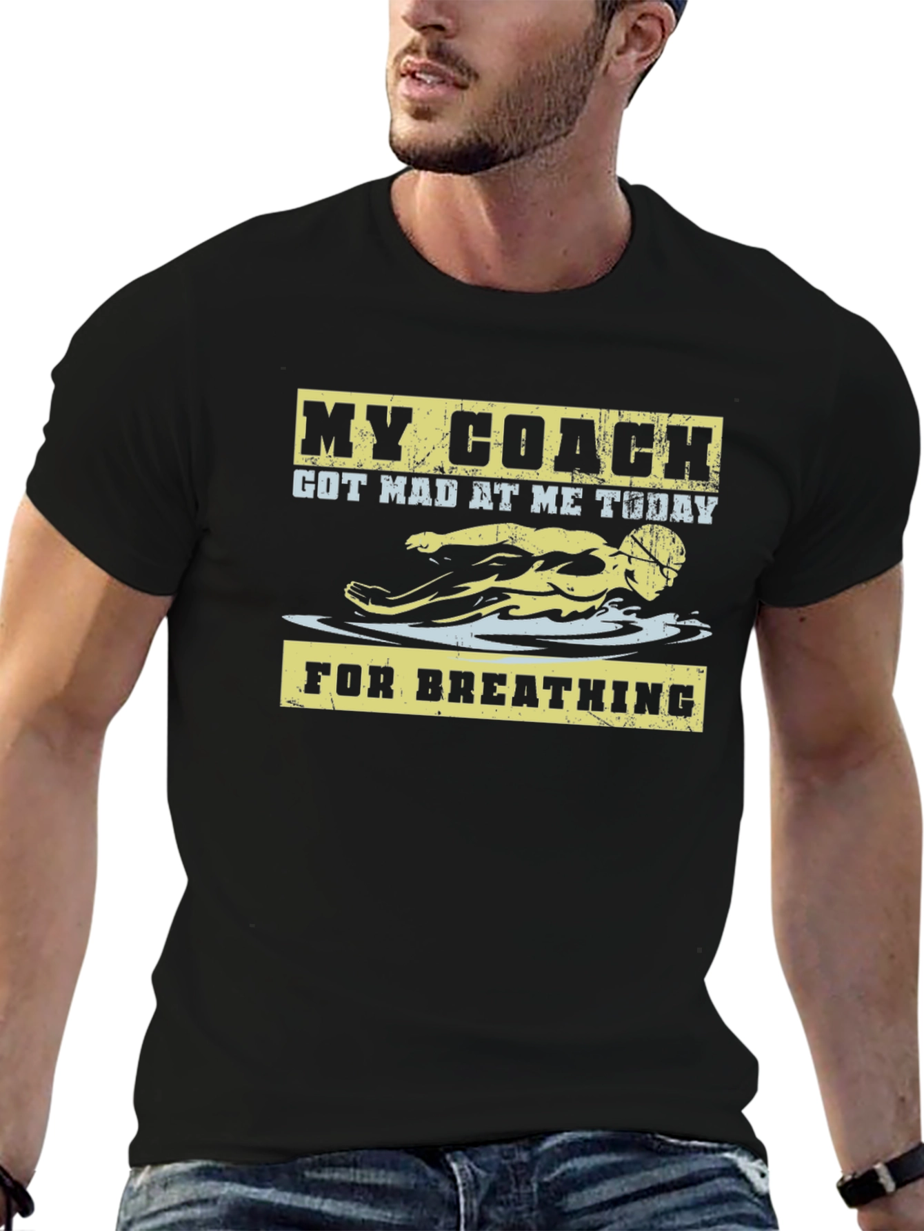 Funny Swim Coach T-Shirt - For Breathing