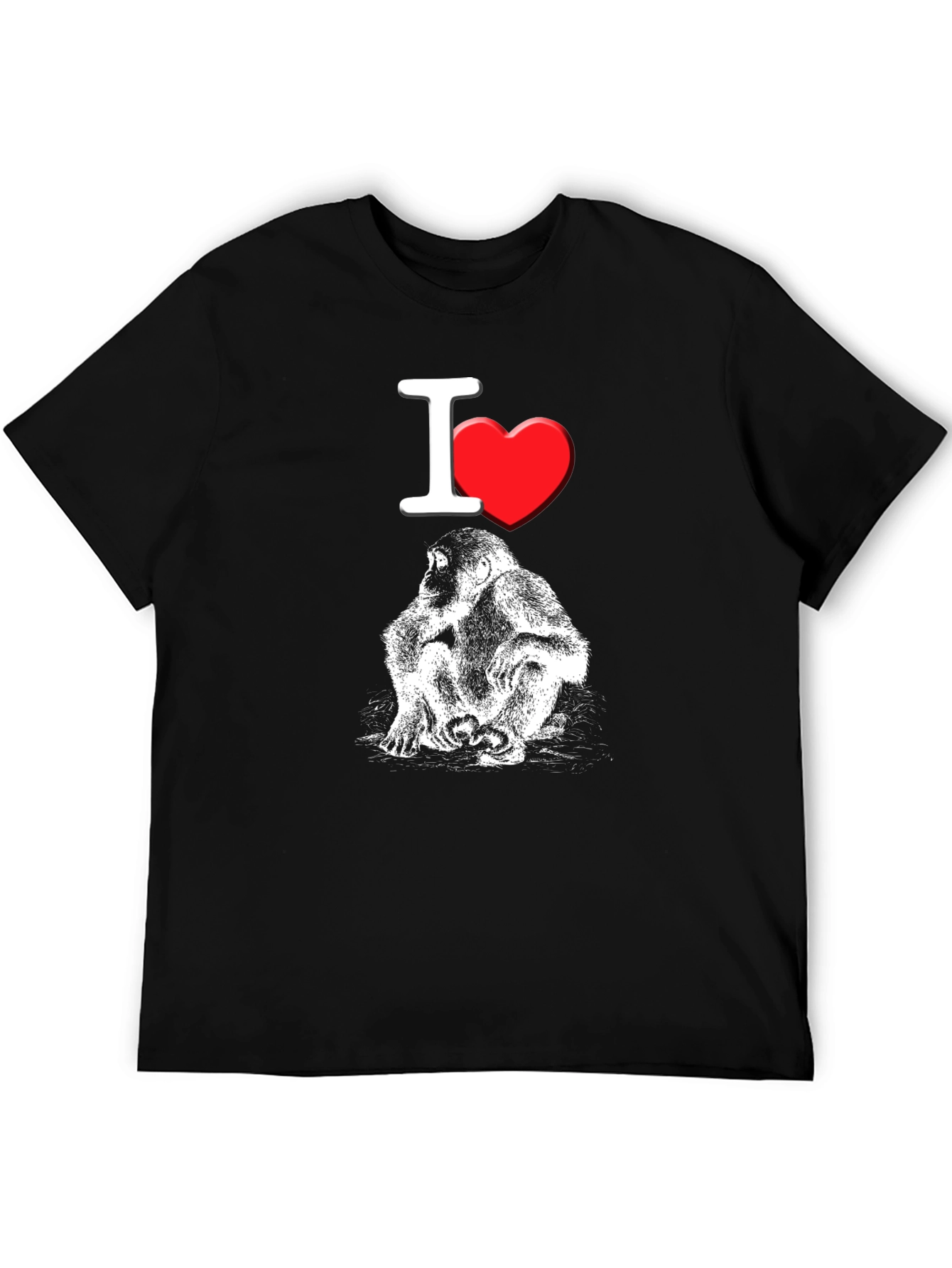 I Heart Monkeys T-Shirt - Black Crew Neck