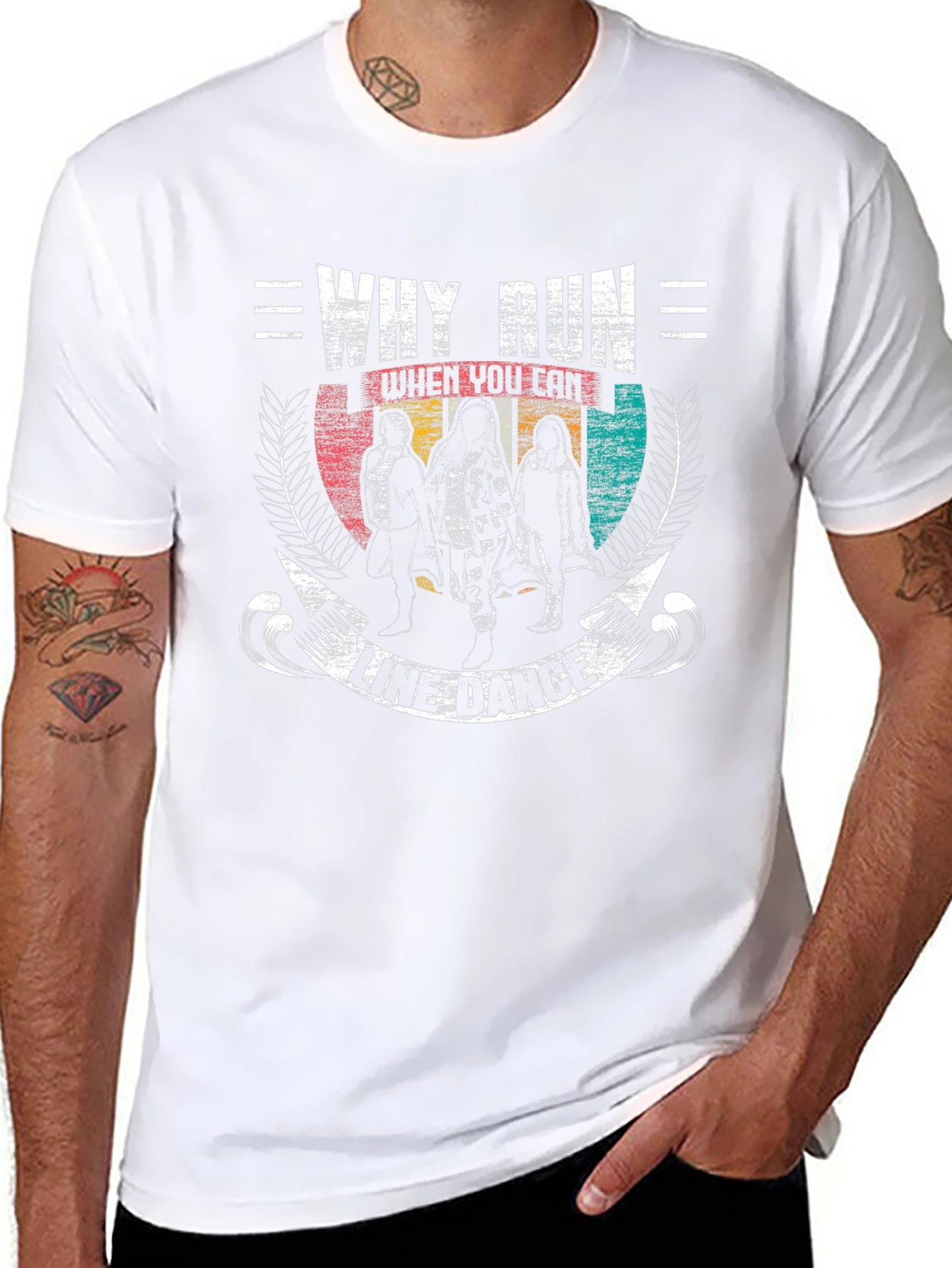 Why Run Line Dance Black Graphic T-Shirt