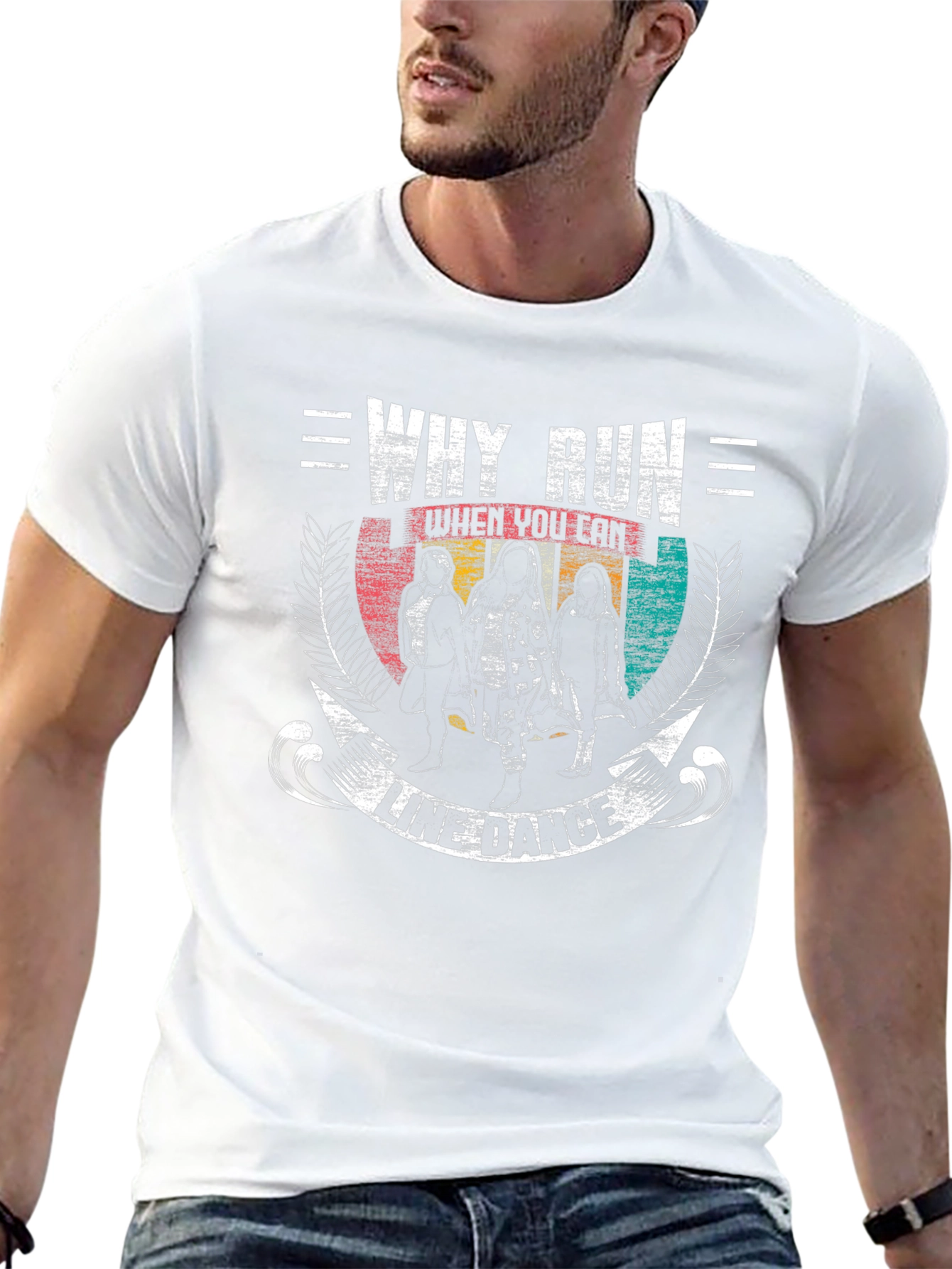Why Run Line Dance Black Graphic T-Shirt