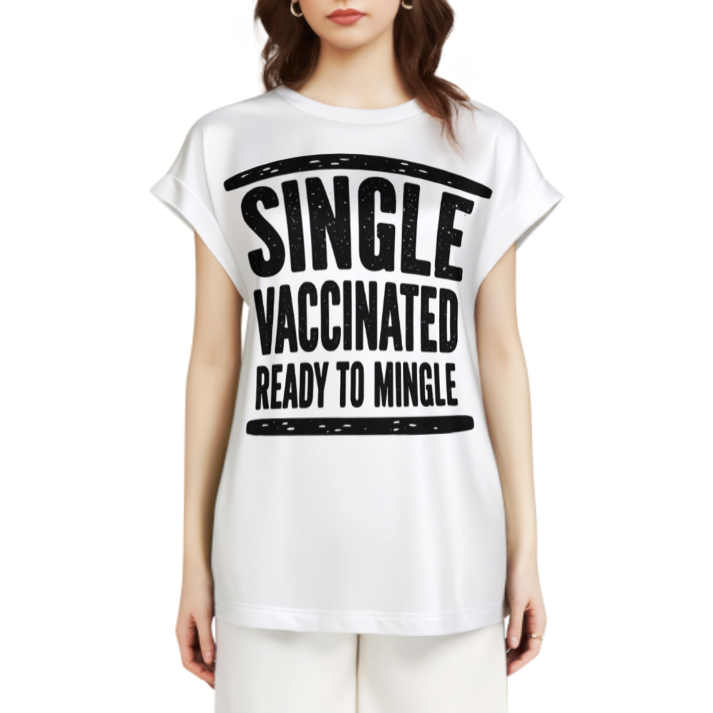 Single Vaccinated Ready To Mingle Vintage Graphic T-Shirt – Funny Retro Statement Tee for Women & Men(z190)