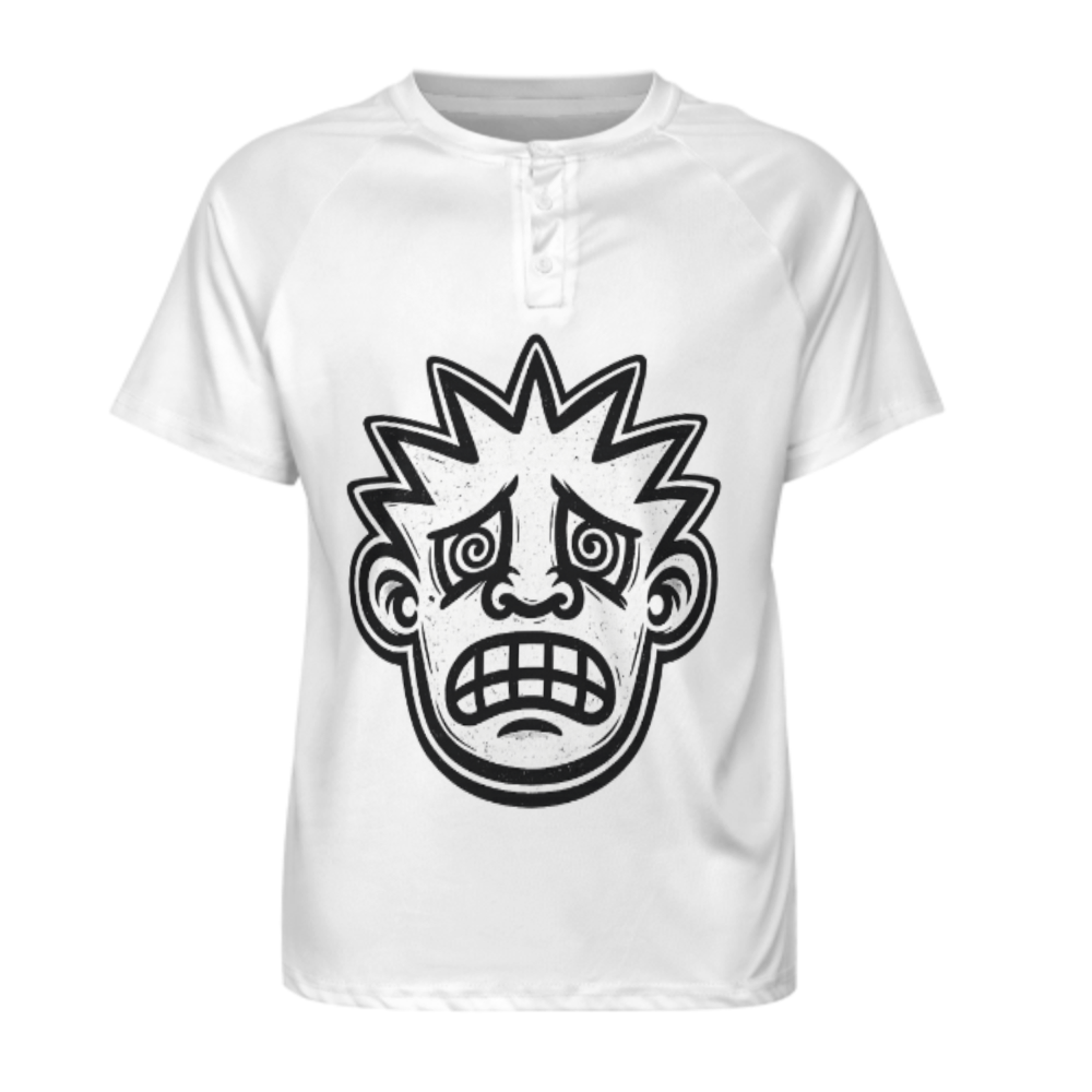 Retro Cartoon Panic Face Graphic T-Shirt – Vintage Distressed Streetwear Tee for Men & Women(z200)
