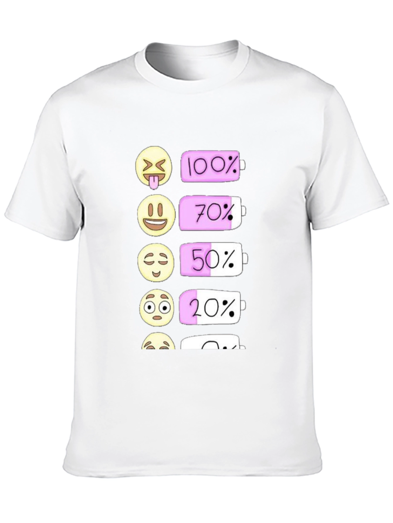Emoji Battery Level Graphic Tee - Black Cotton T-Shirt