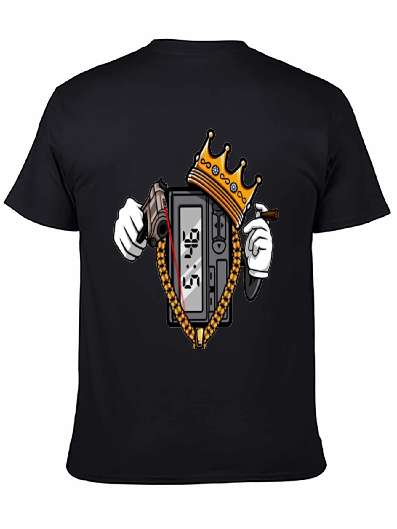 Gangster Clock T-Shirt - Black Crew Neck Graphic Tee