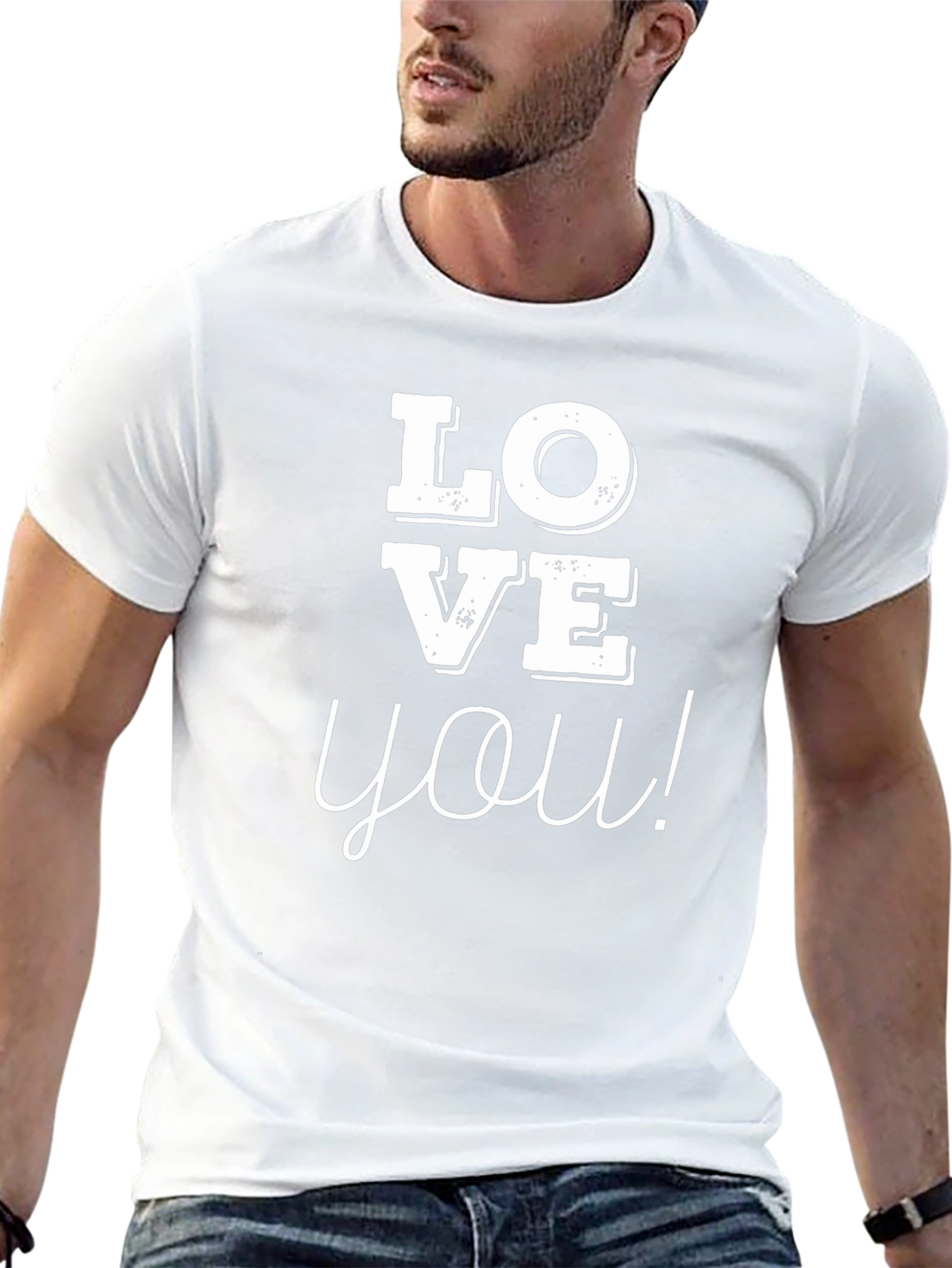 Love You Graphic Tee - Trendy Black Cotton T-Shirt