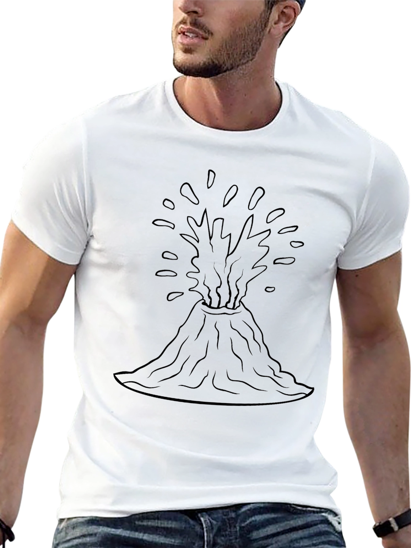 Volcano Eruption Graphic Tee - Black Unisex T-Shirt