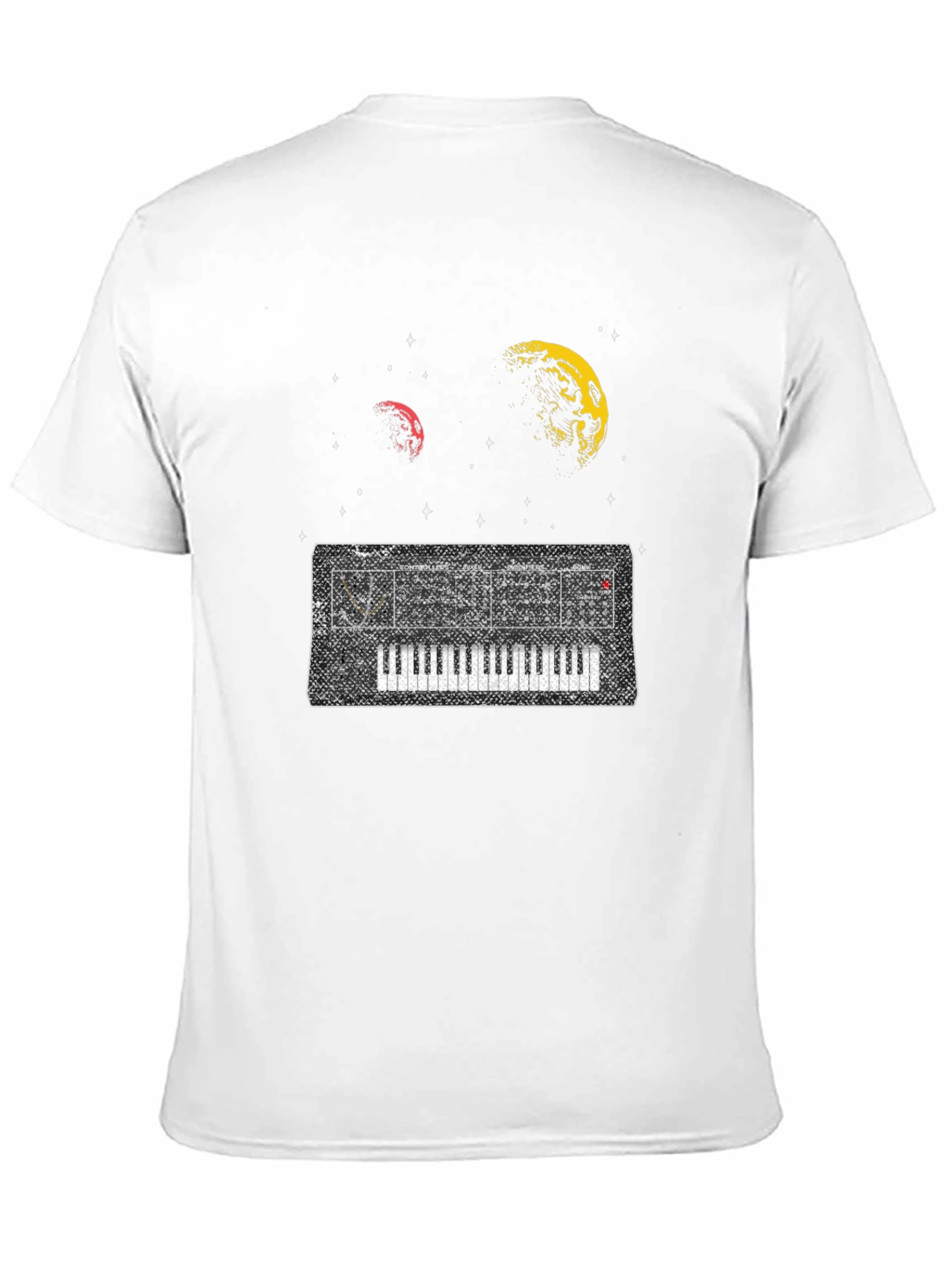 Space Synth Black T-Shirt - Retro Music Design