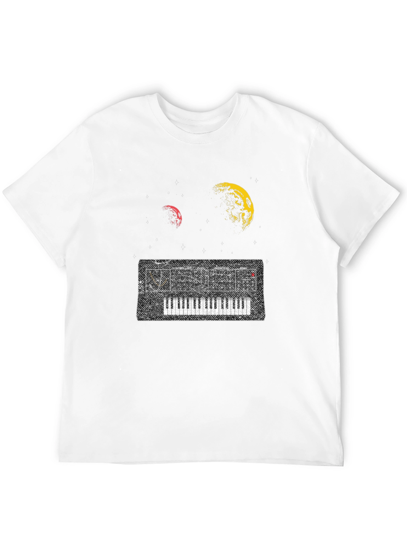 Space Synth Black T-Shirt - Retro Music Design