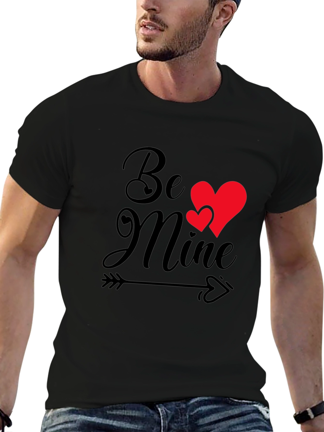 Be Mine Valentines Day Graphic Tee - Black