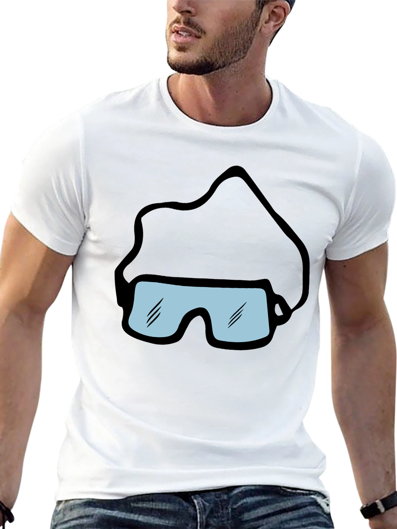 Cartoon Goggles Graphic Tee - Funny Novelty Shirt