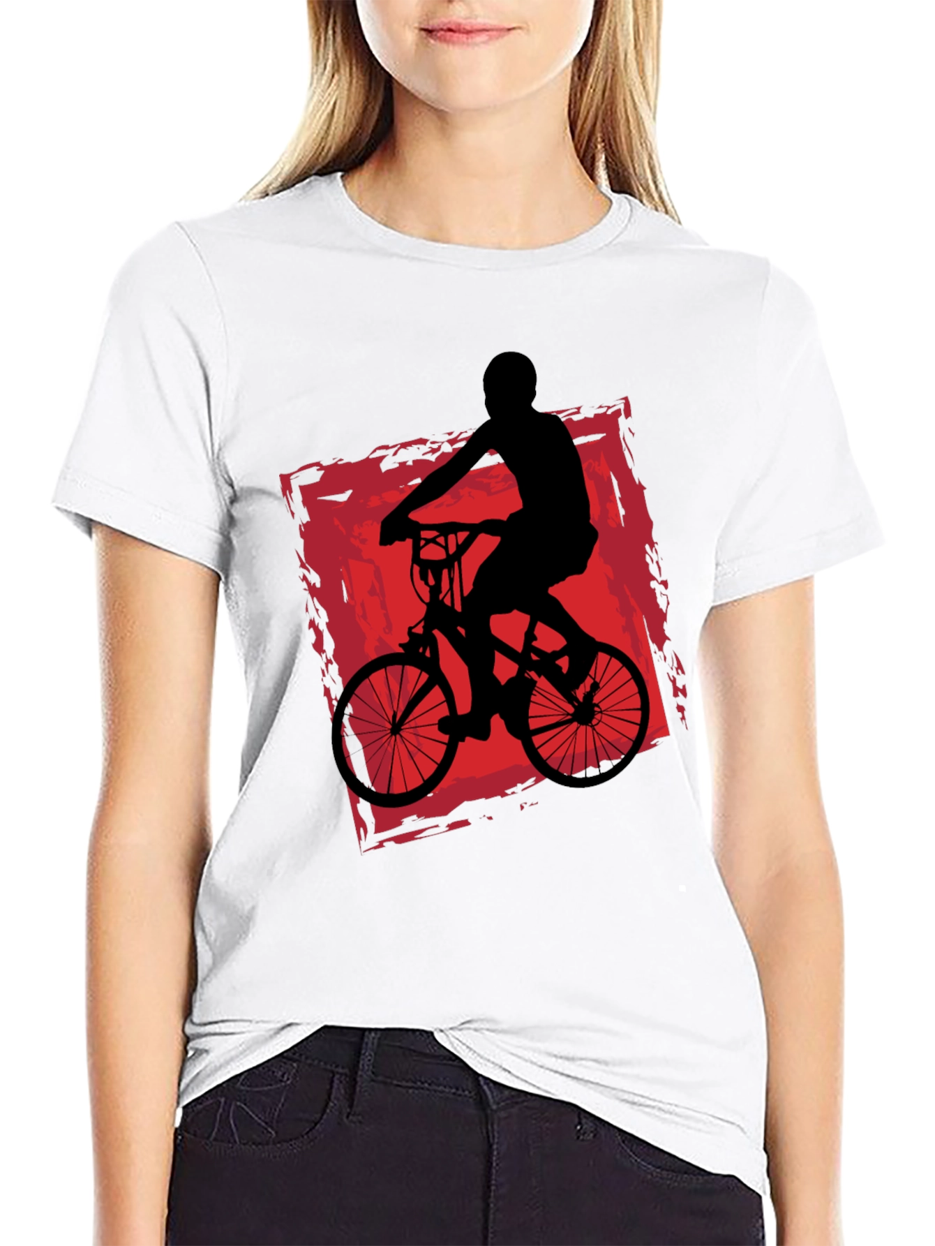 Mens Black T-Shirt with Bike Rider Graphic