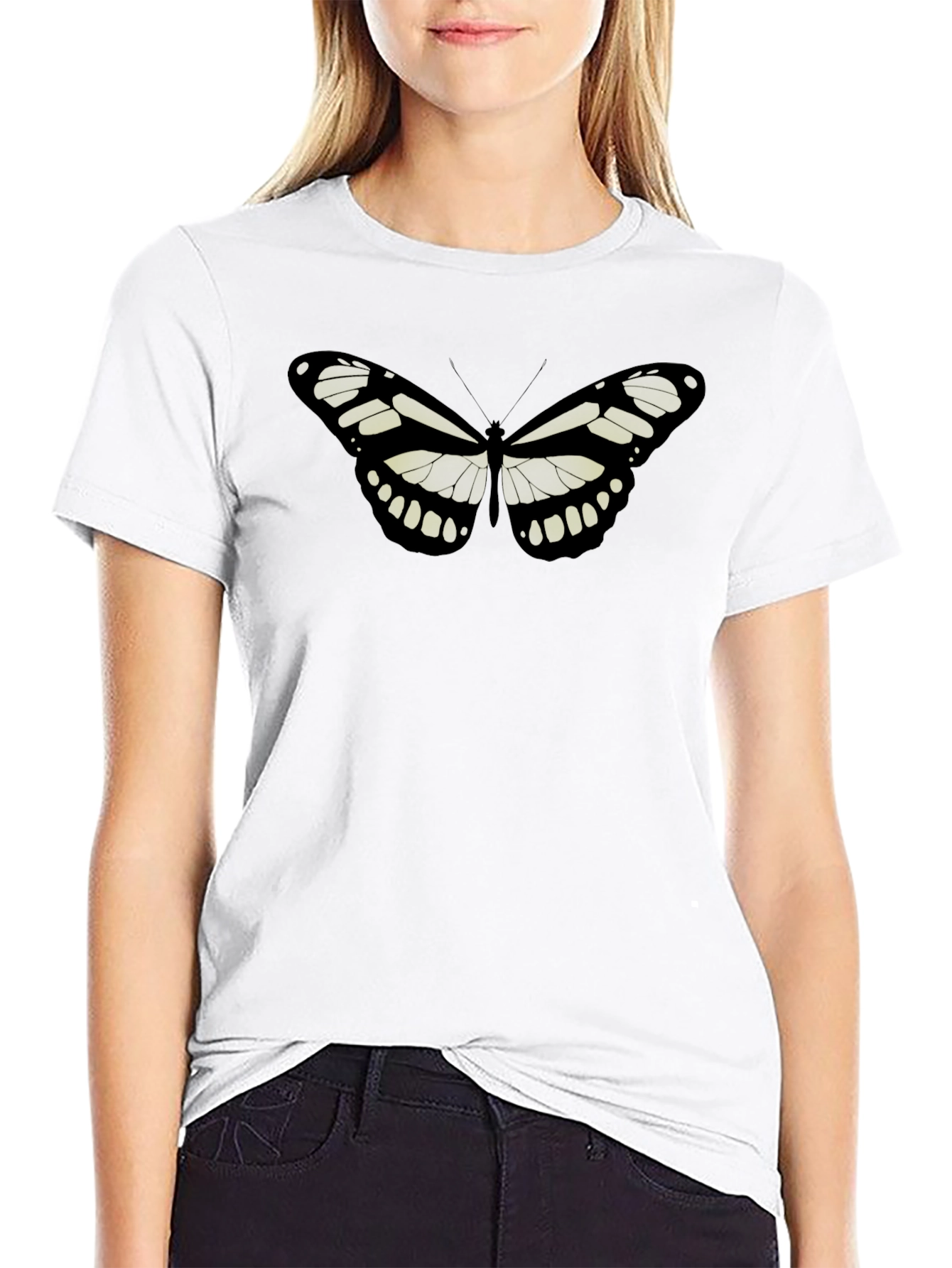 Butterfly Graphic Tee - Stylish Black T-Shirt