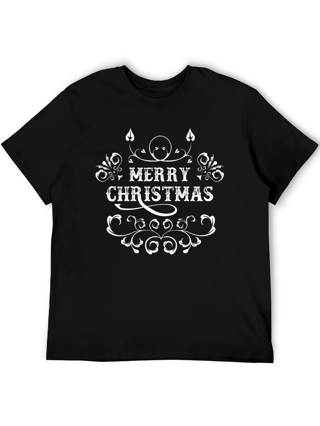 Merry Christmas Graphic Tee - Black Cotton