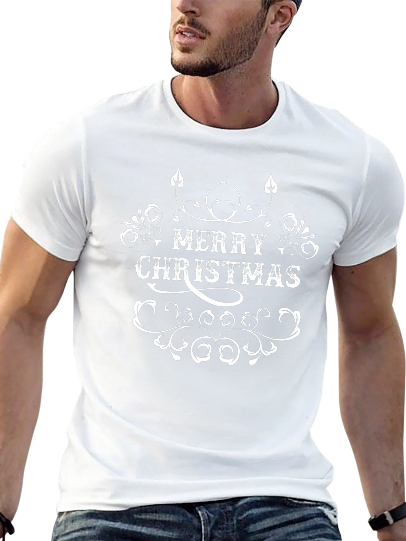 Merry Christmas Graphic Tee - Black Cotton