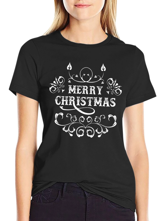 Merry Christmas Graphic Tee - Black Cotton