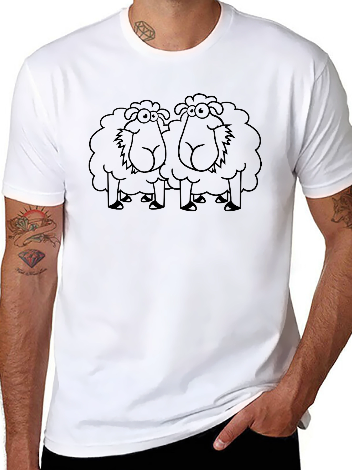 Black T-Shirt with Sheep Graphic