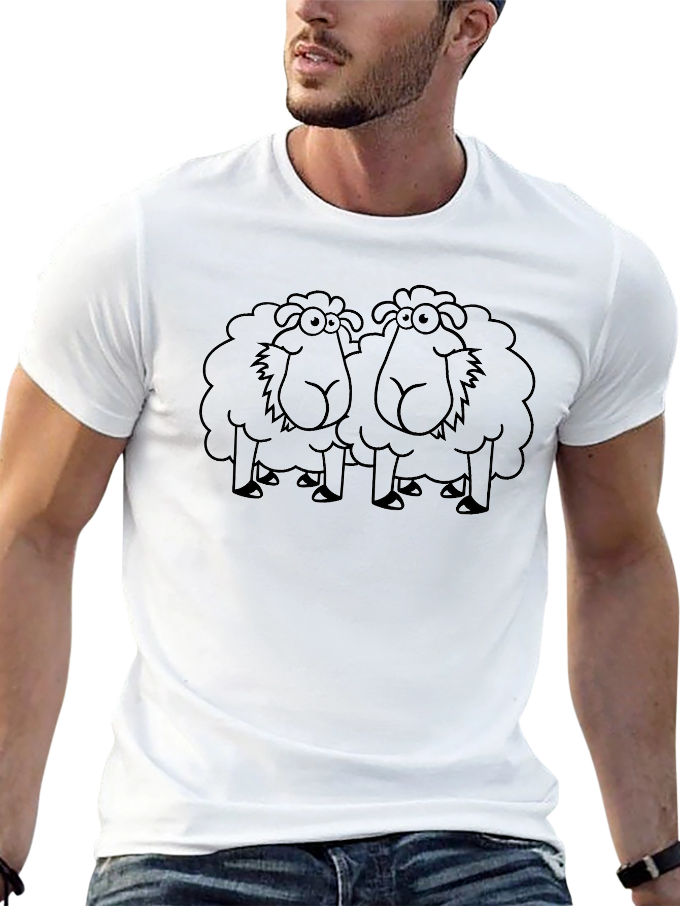 Black T-Shirt with Sheep Graphic