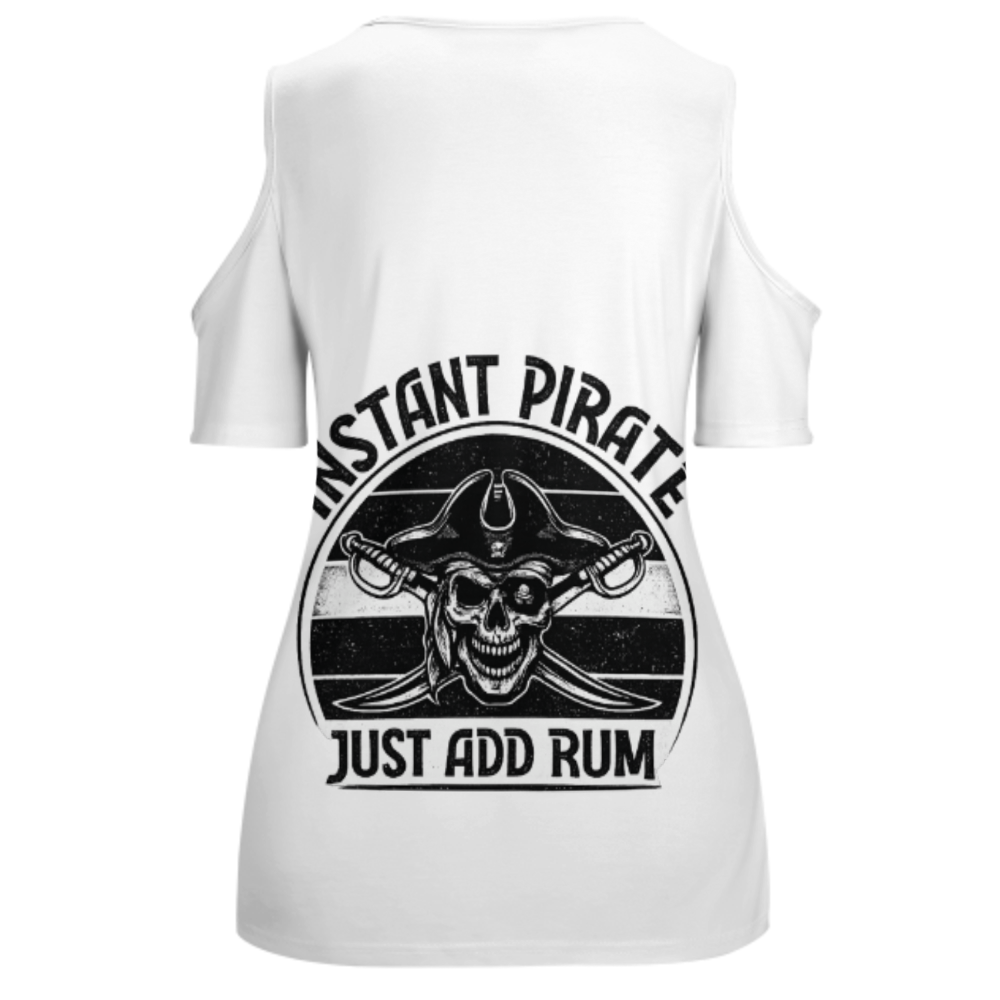Instant Pirate Graphic T-Shirt – Just Add Rum Funny Skull Tee for Pirate Lovers(z172)