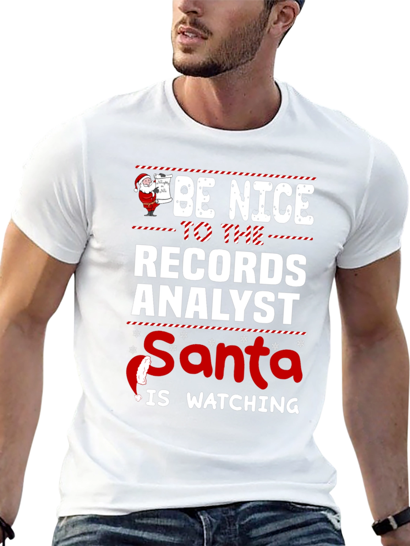 Records Analyst Santa Watching T-Shirt