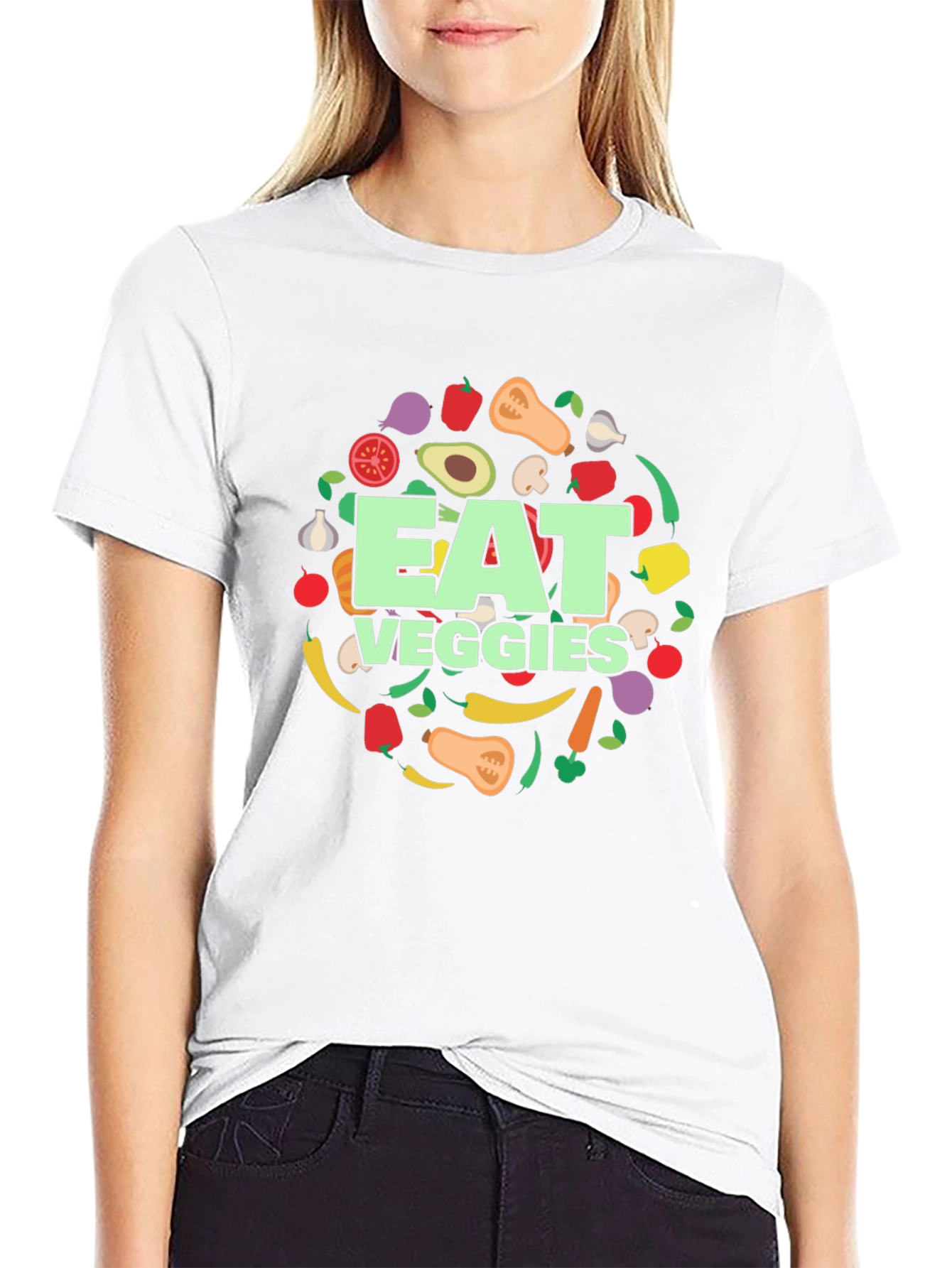 Eat Veggies T-Shirt - Black Graphic Tee