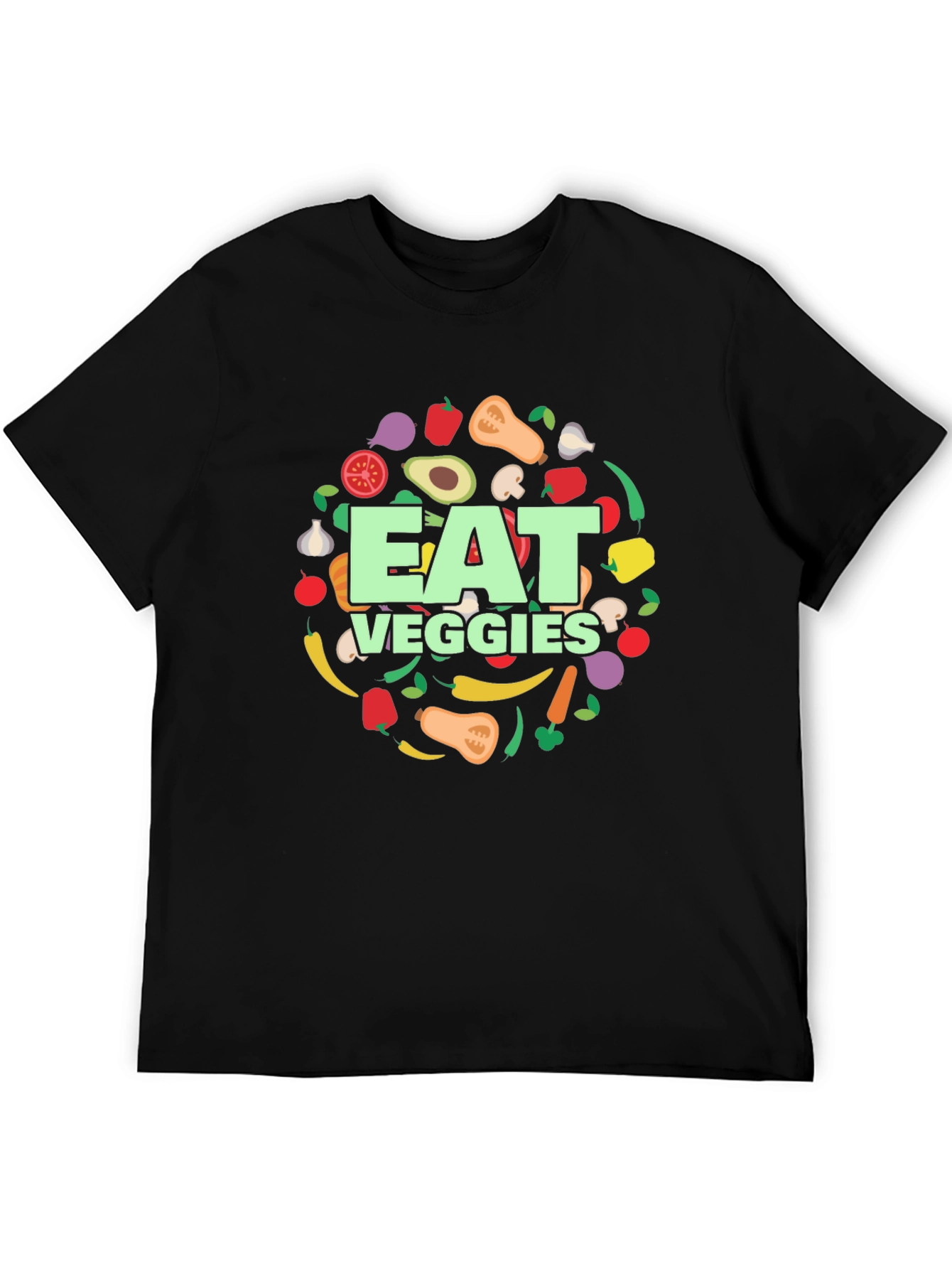 Eat Veggies T-Shirt - Black Graphic Tee