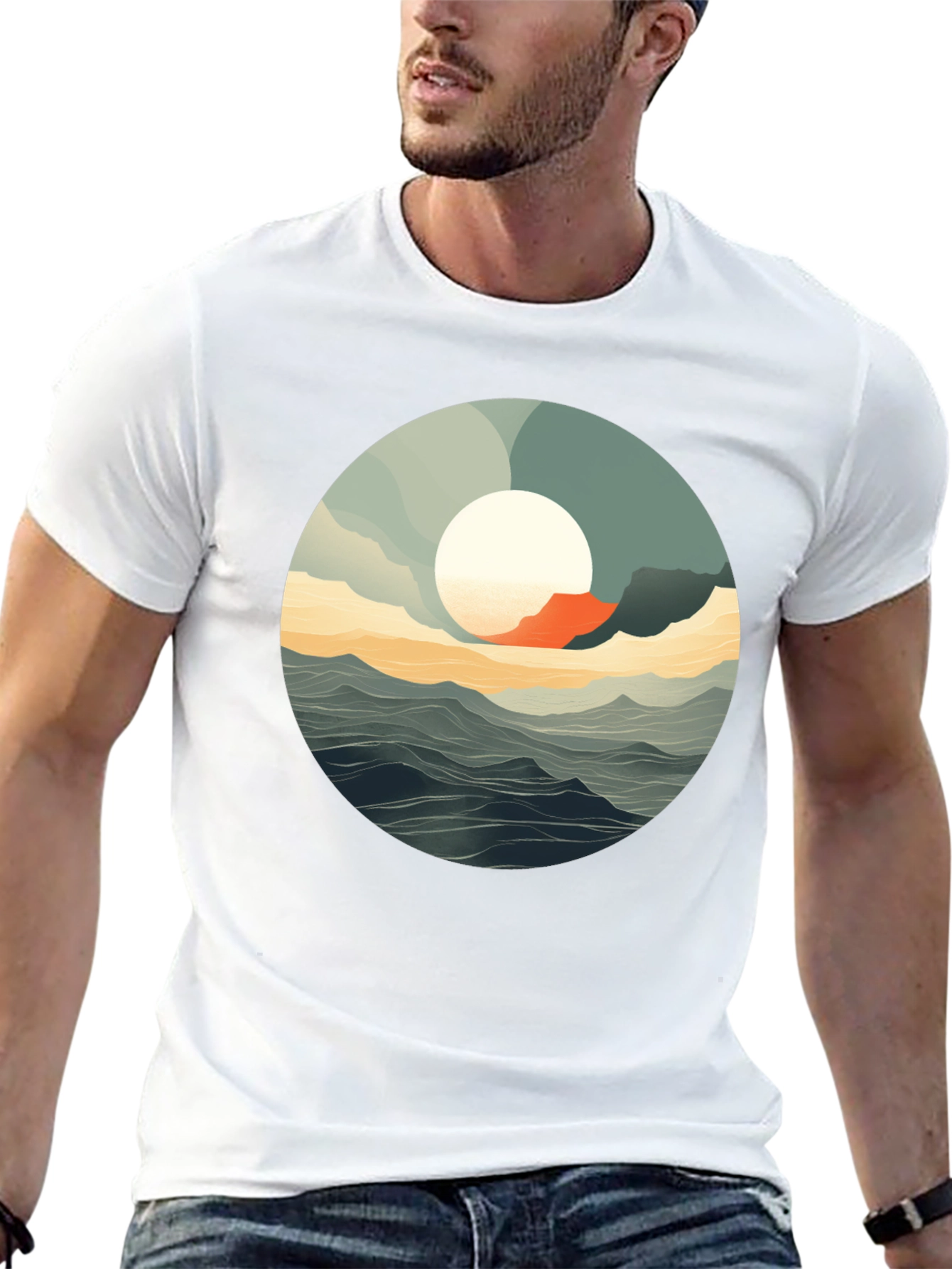Ocean View Graphic Tee - Stylish Black T-Shirt