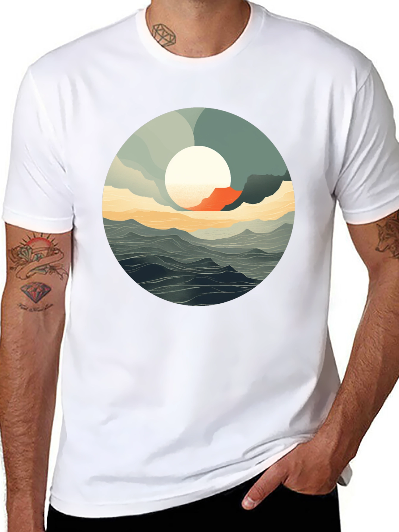 Ocean View Graphic Tee - Stylish Black T-Shirt