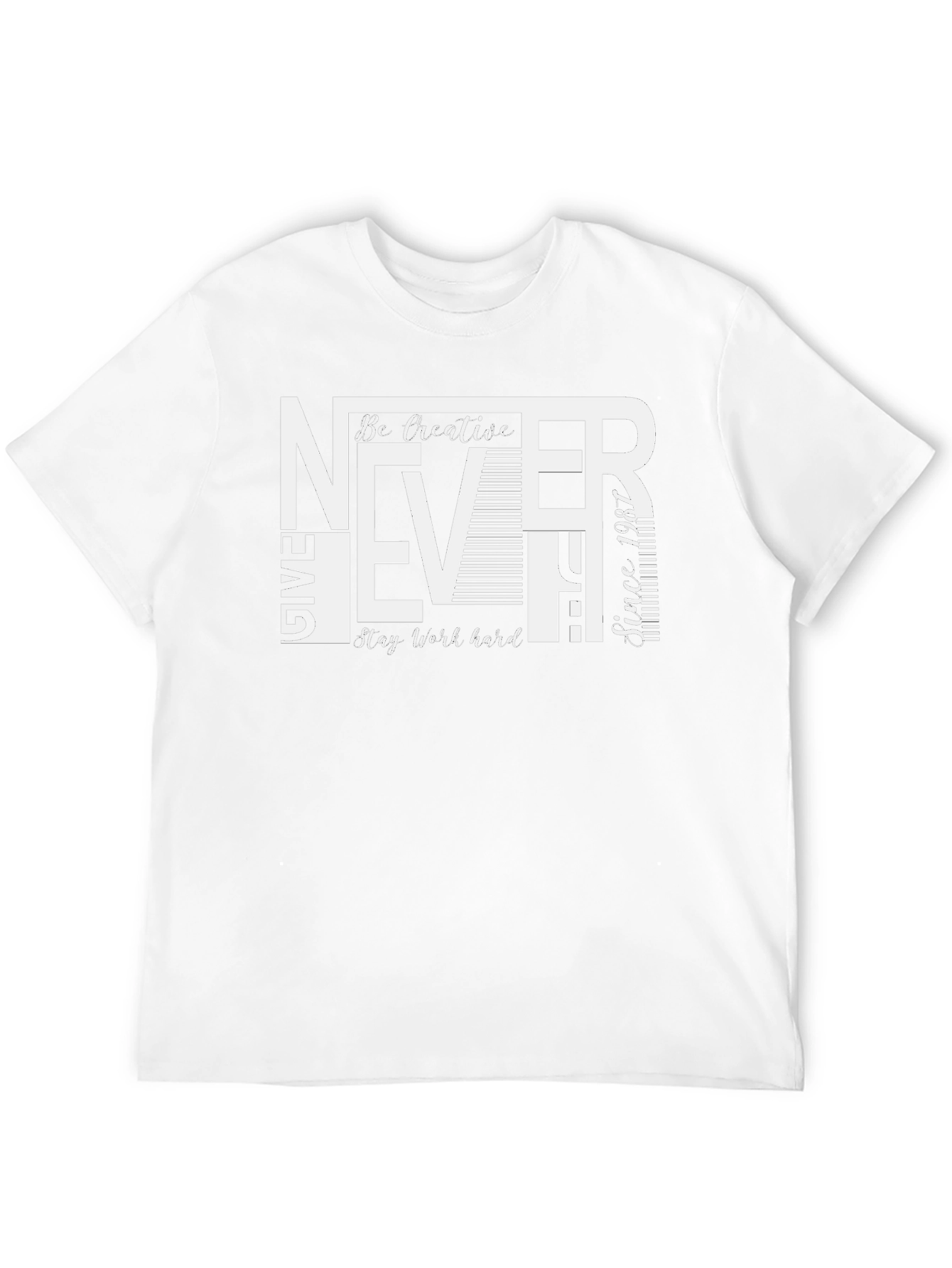 Black Never Give Up Graphic Print Crew Neck T-Shirt