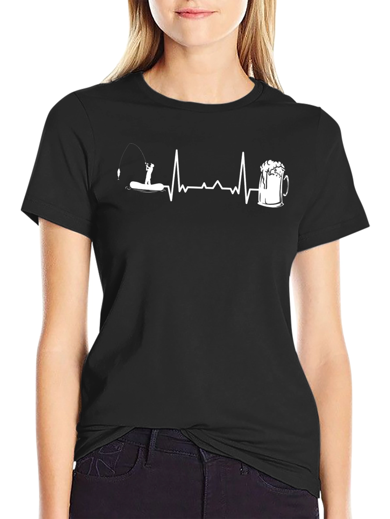 Fishing & Beer Heartbeat T-Shirt