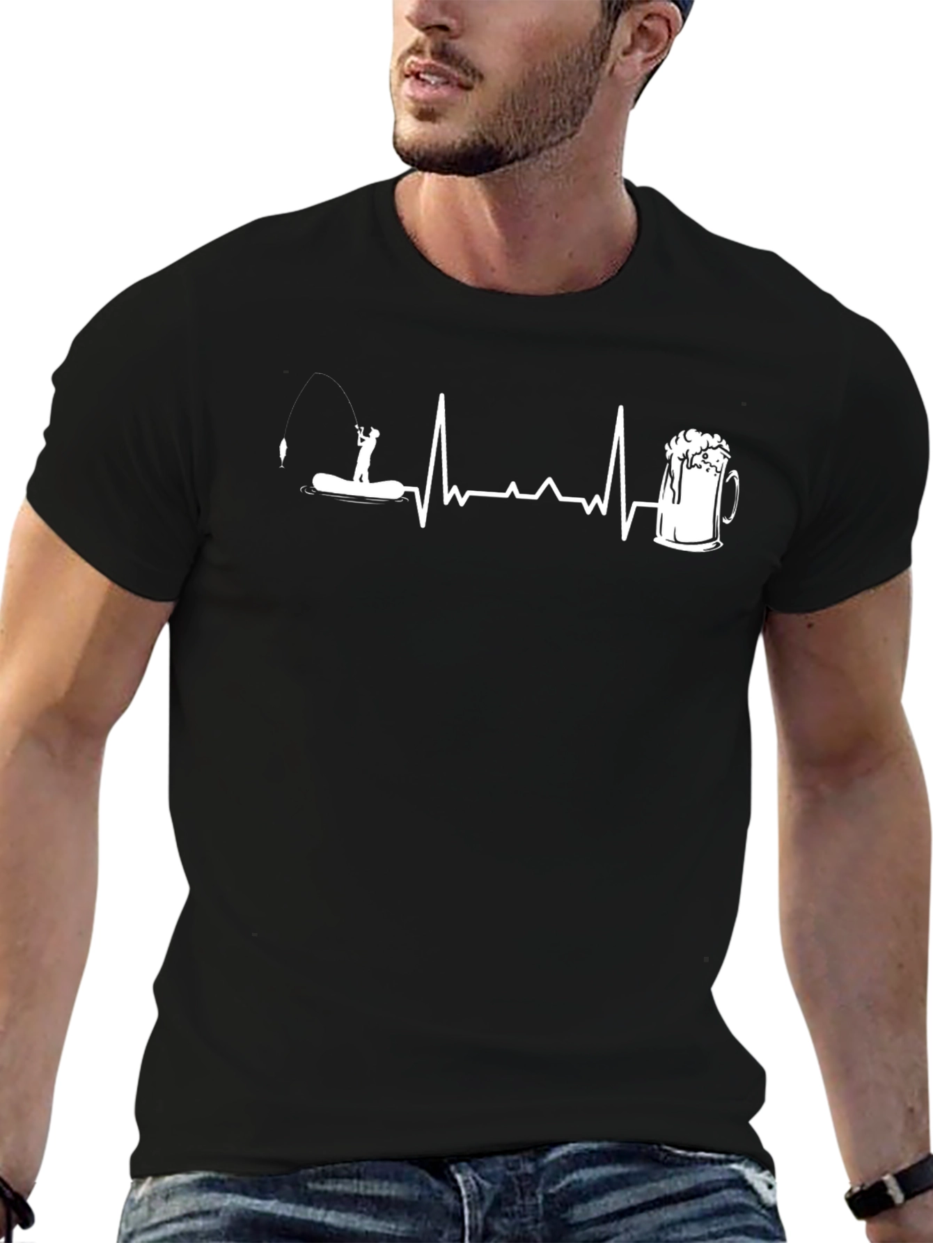 Fishing & Beer Heartbeat T-Shirt