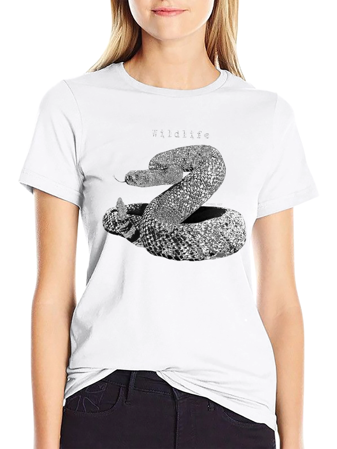 Wildlife Snake Graphic Print Black T-Shirt