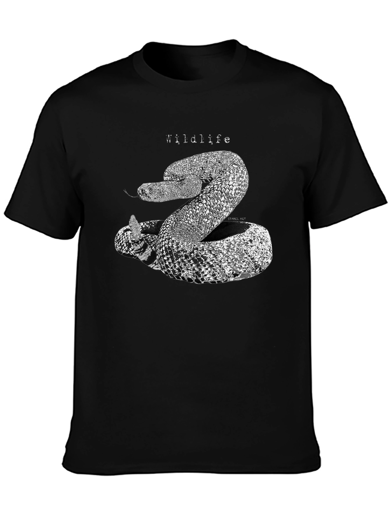 Wildlife Snake Graphic Print Black T-Shirt