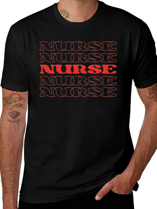 Retro Nurse Graphic T-Shirt - Bold Red Text