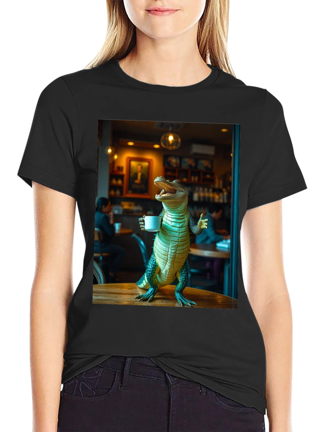 Alligator Drinking Coffee T-Shirt