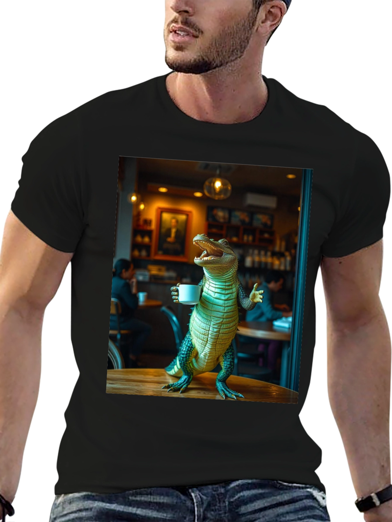 Alligator Drinking Coffee T-Shirt