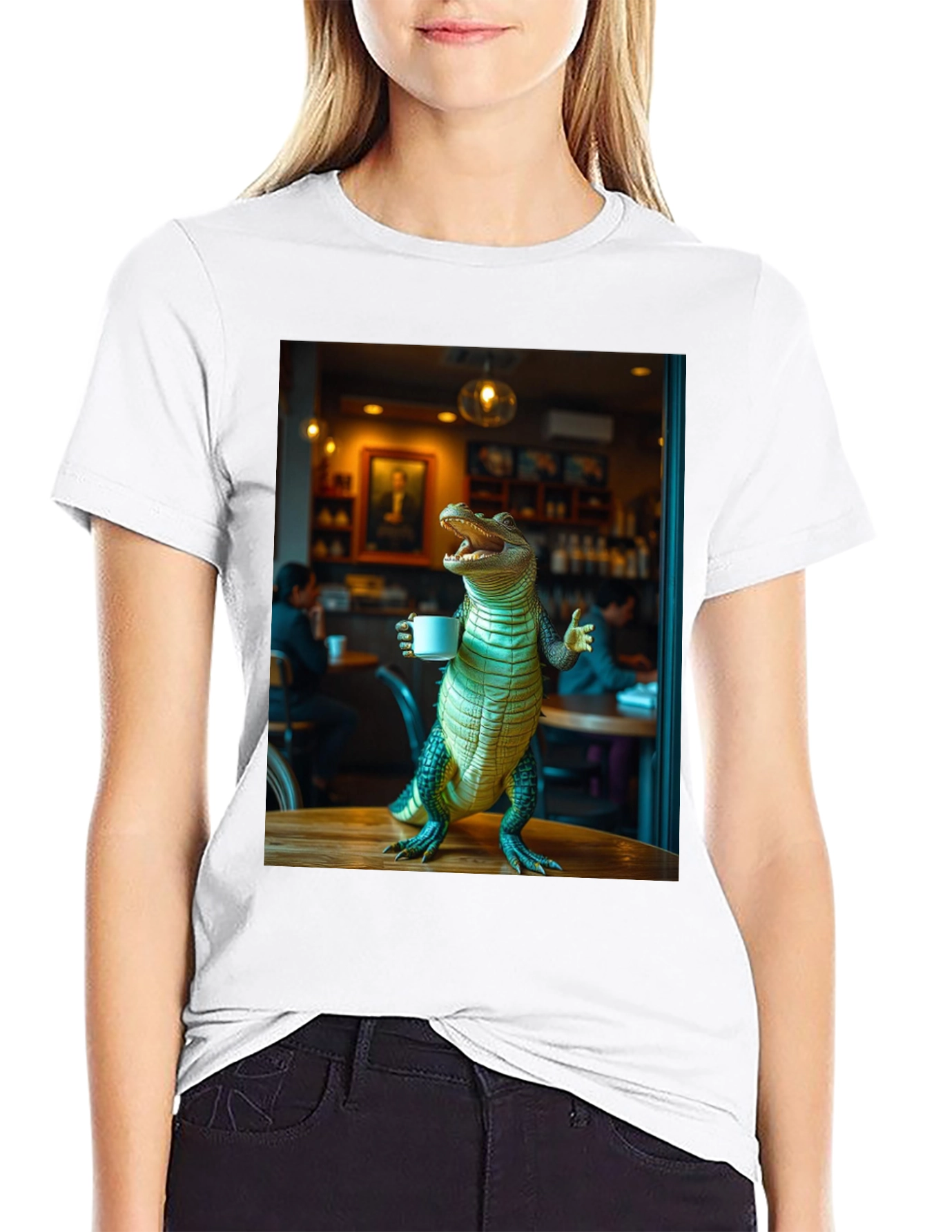 Alligator Drinking Coffee T-Shirt