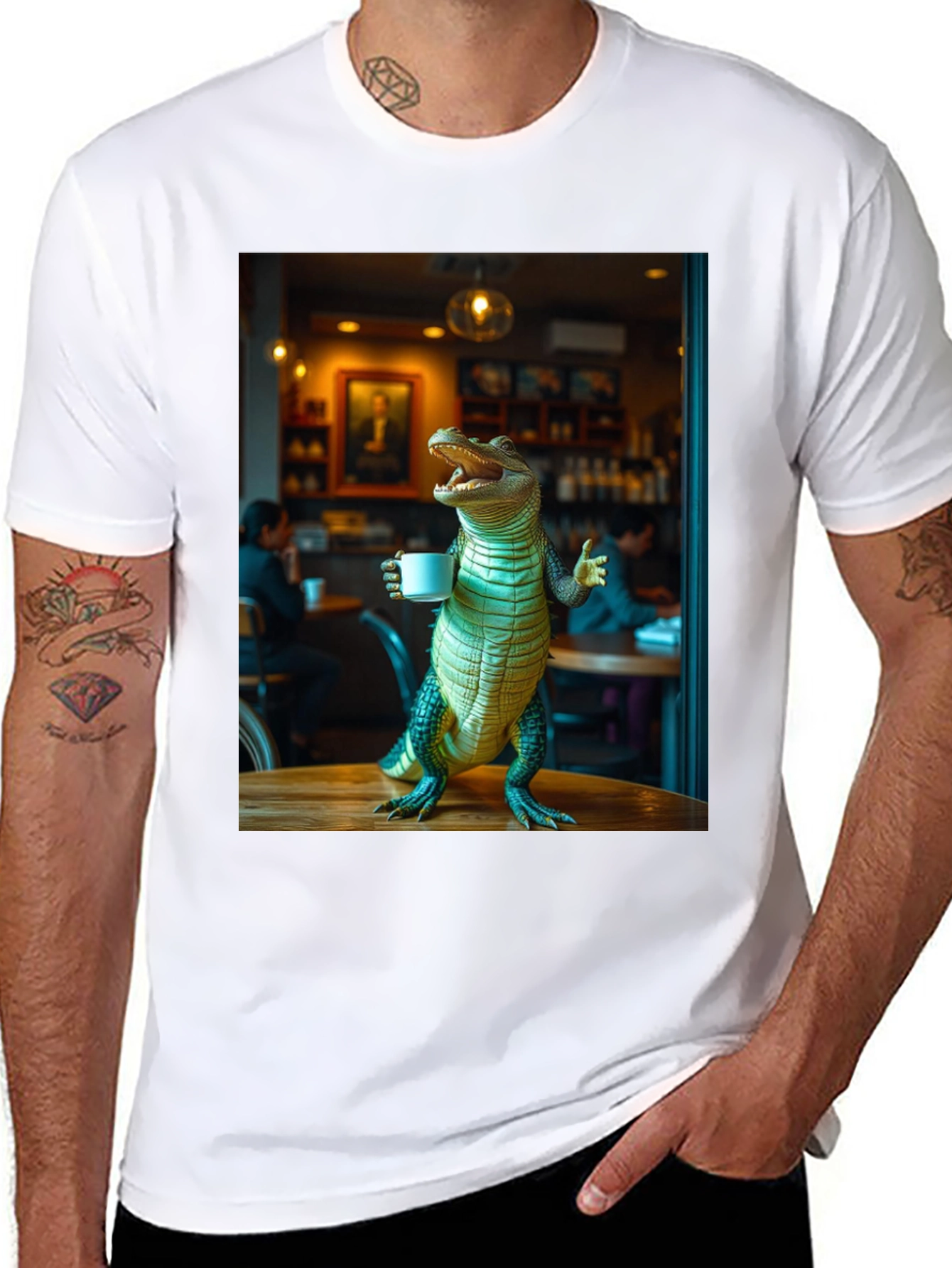 Alligator Drinking Coffee T-Shirt