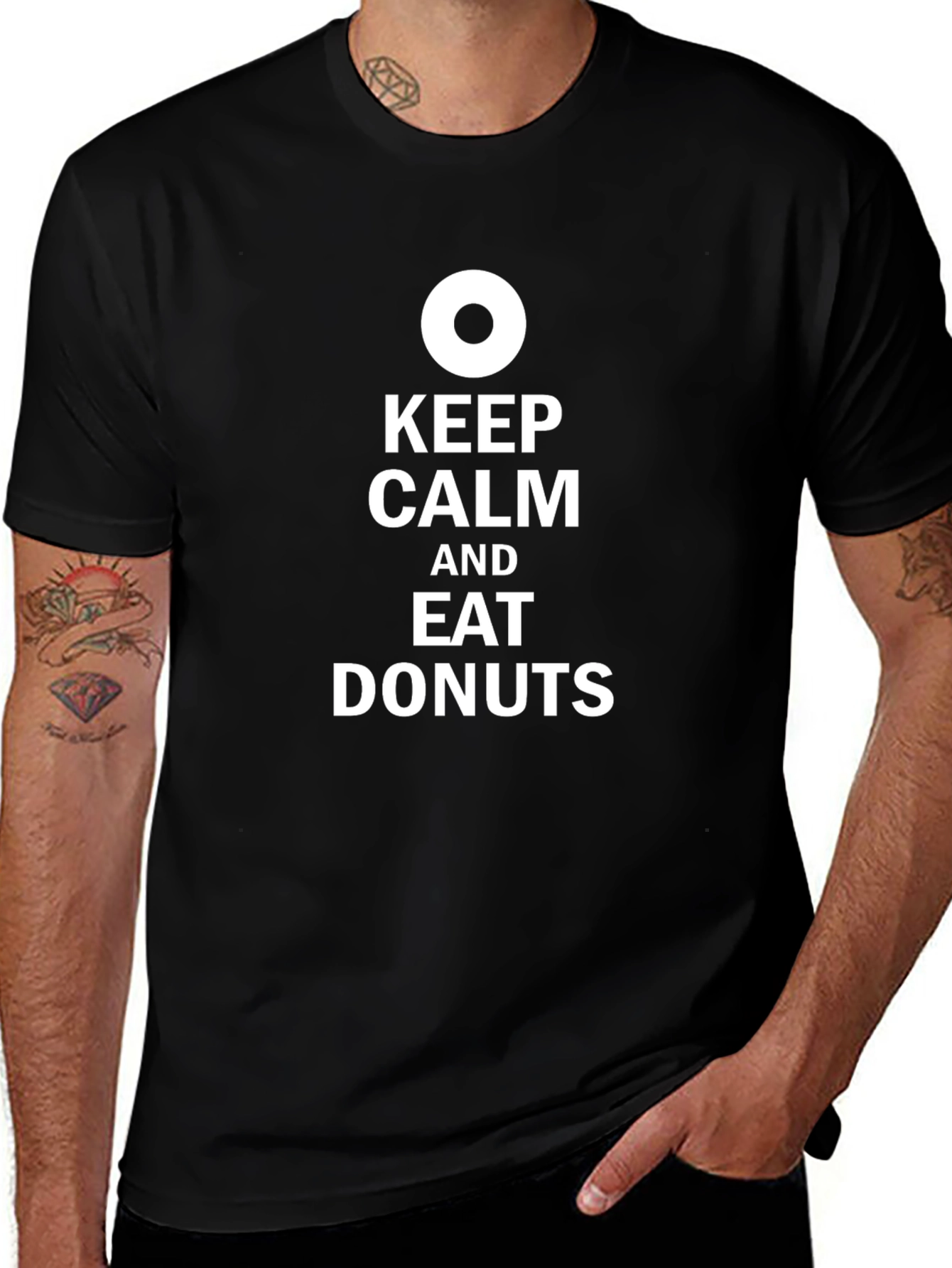 Keep Calm and Eat Donuts Black T-Shirt
