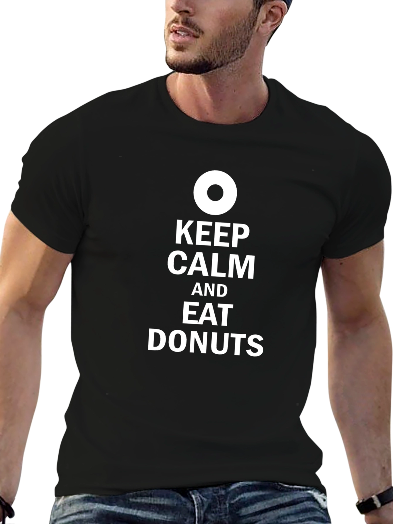 Keep Calm and Eat Donuts Black T-Shirt