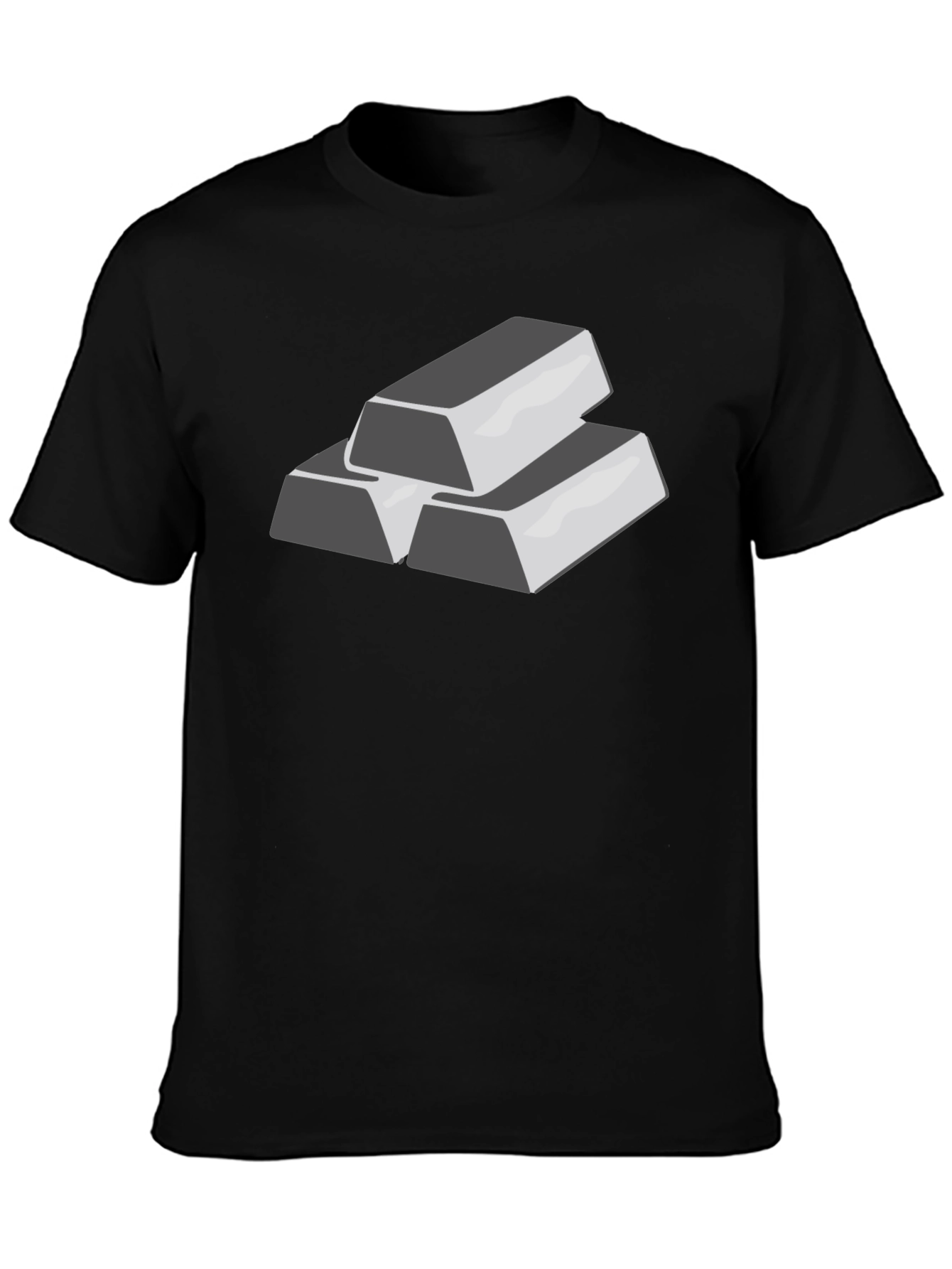 Silver Bar Stack Graphic Tee - Black Cotton T-Shirt