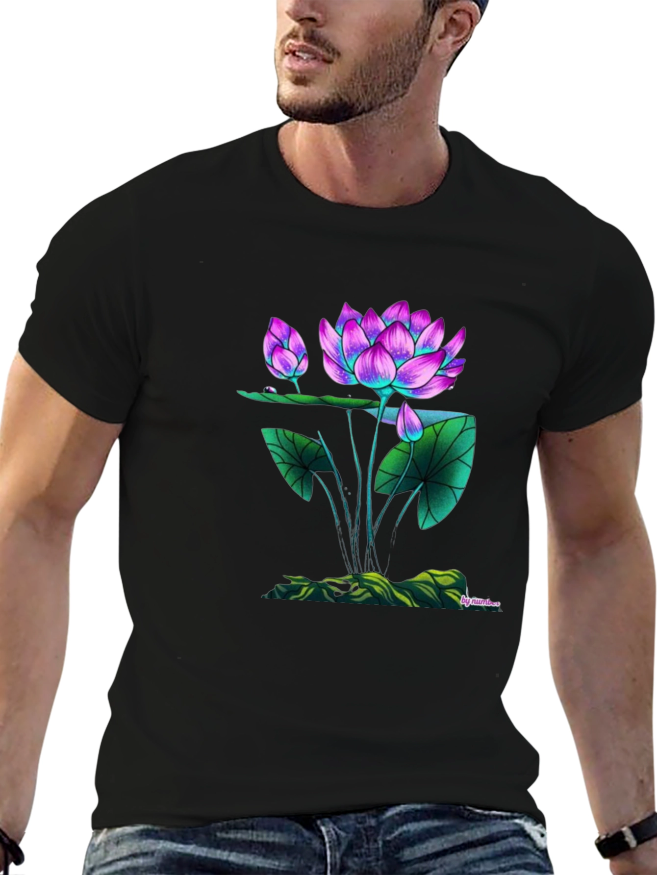 Lotus Flower Graphic Tee - Unique Artistic Design