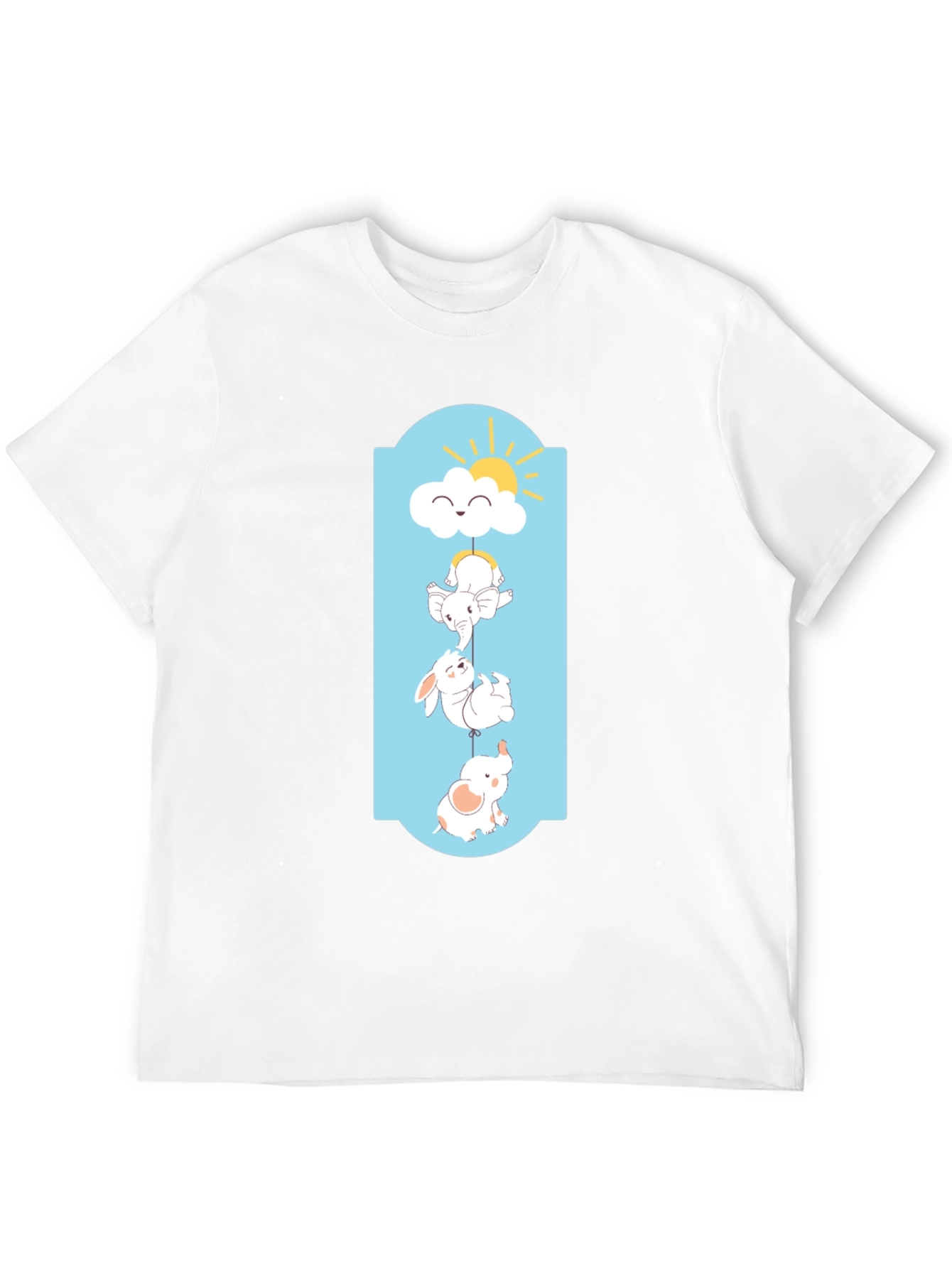 Cute Cartoon Animal Graphic Black T-Shirt