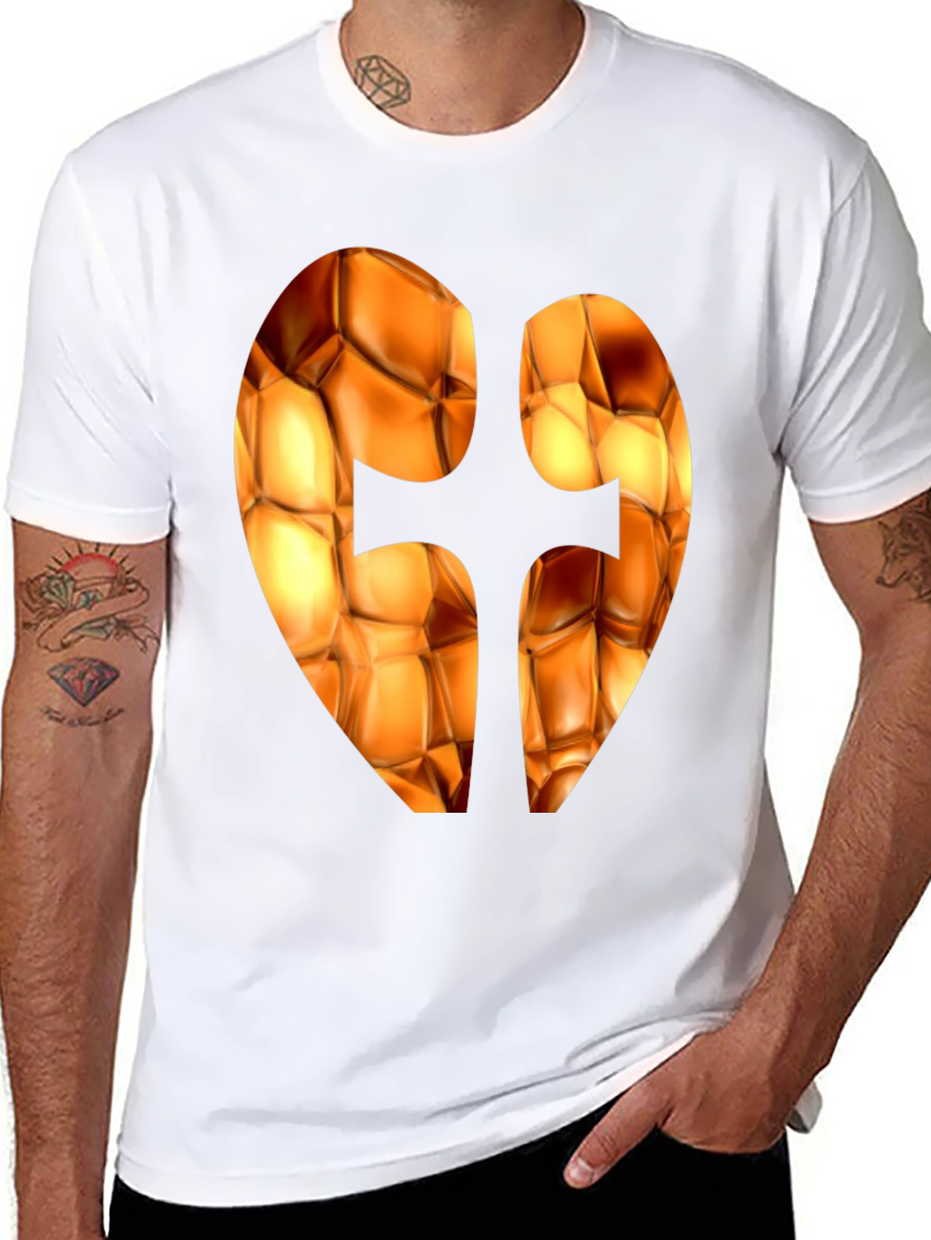 Abstract Heart Design Black T-Shirt