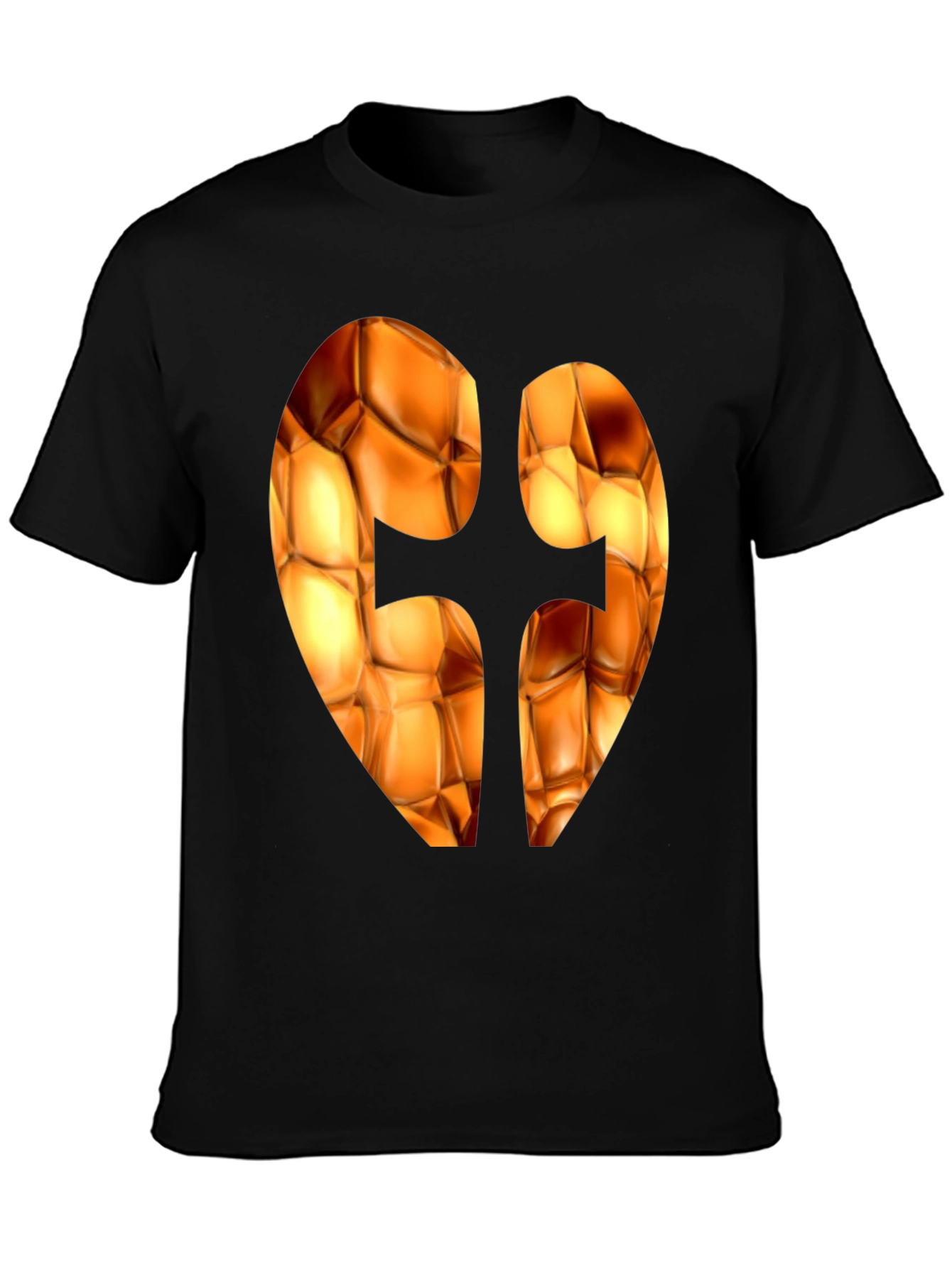 Abstract Heart Design Black T-Shirt