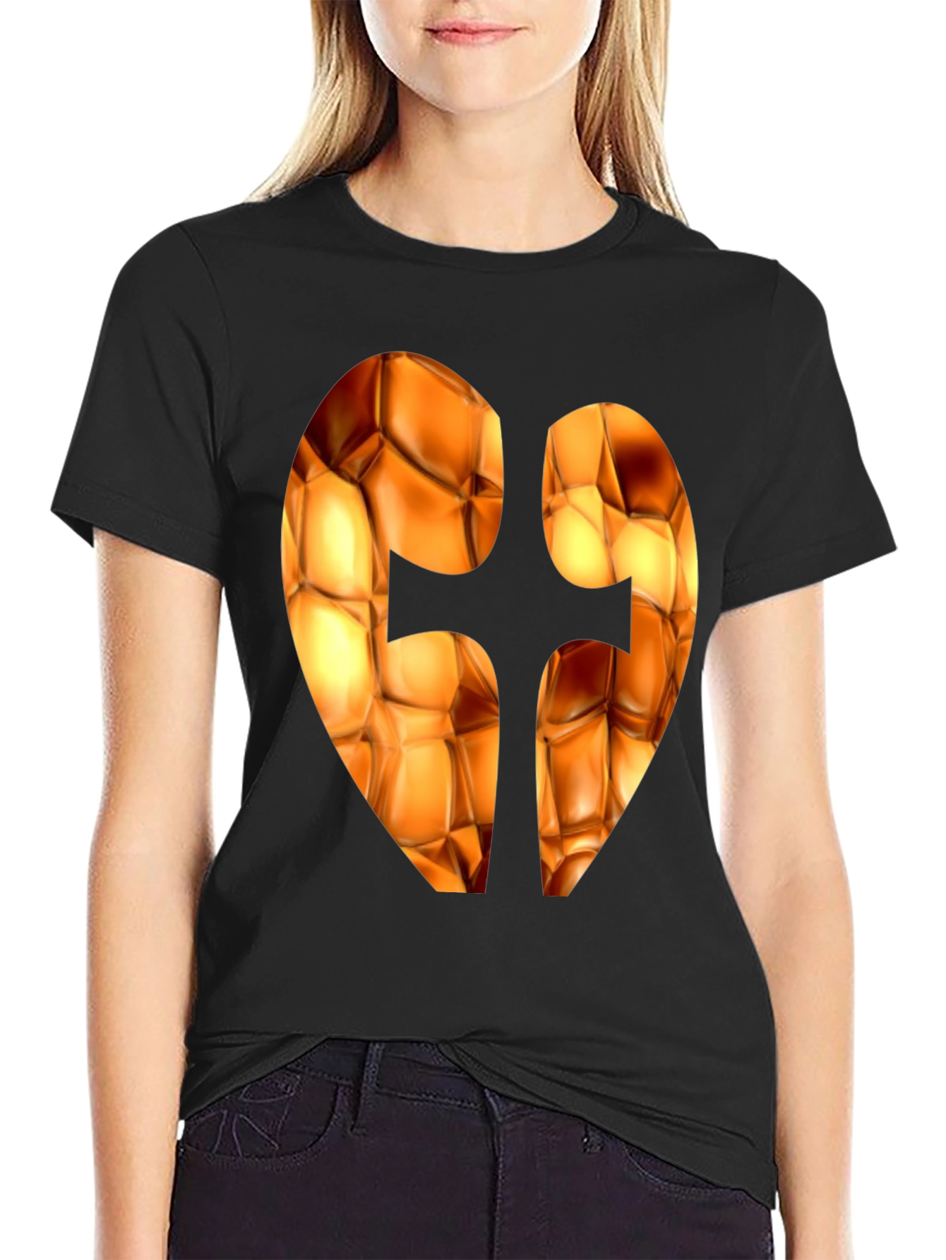 Abstract Heart Design Black T-Shirt