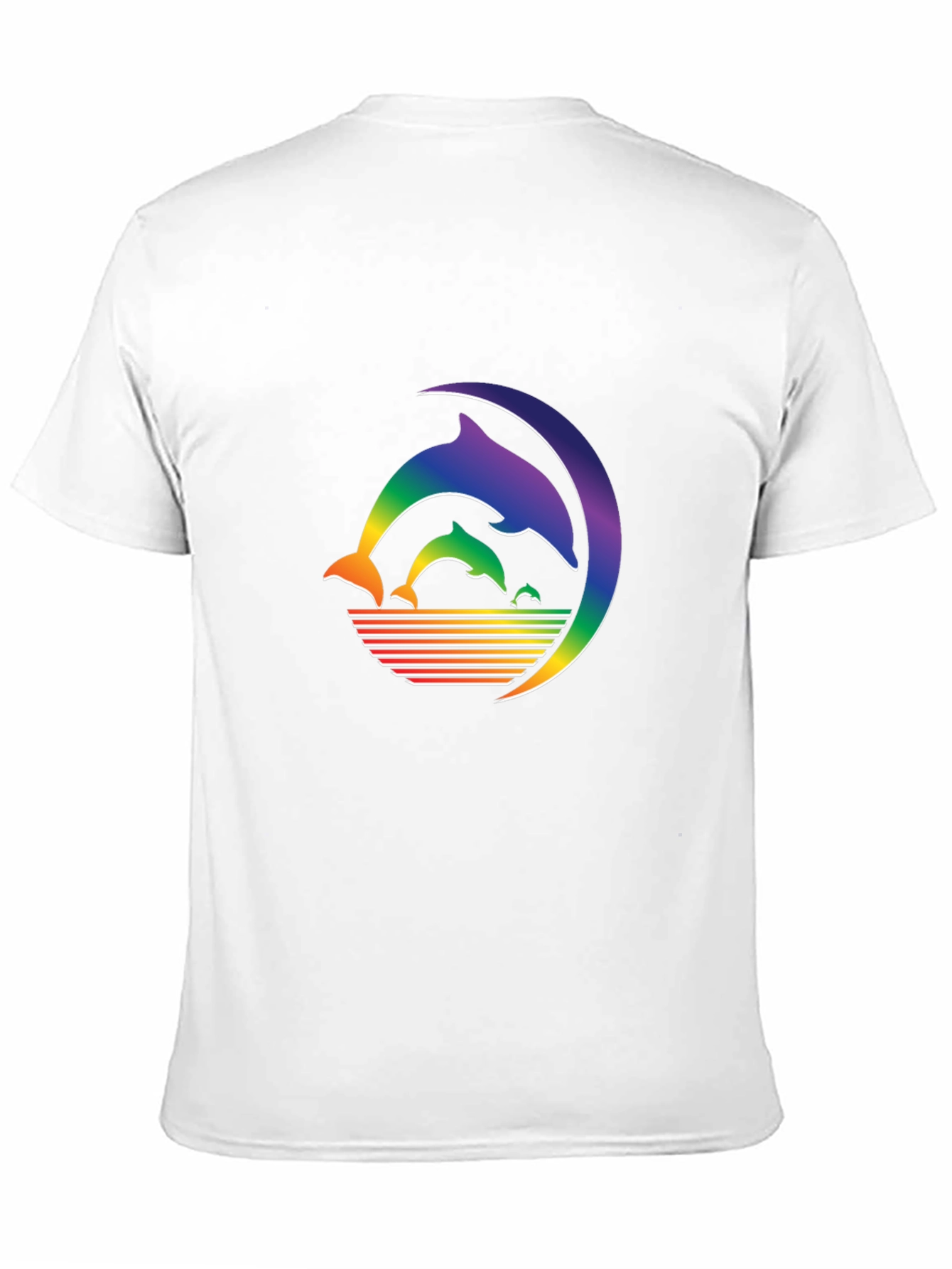 Rainbow Dolphin T-Shirt - Black Cotton Graphic Tee
