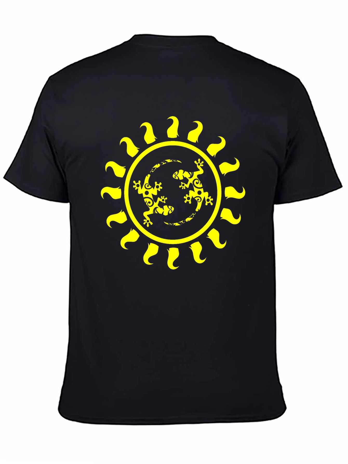 Lizard Sun Graphic Tee - Black Cotton T-Shirt