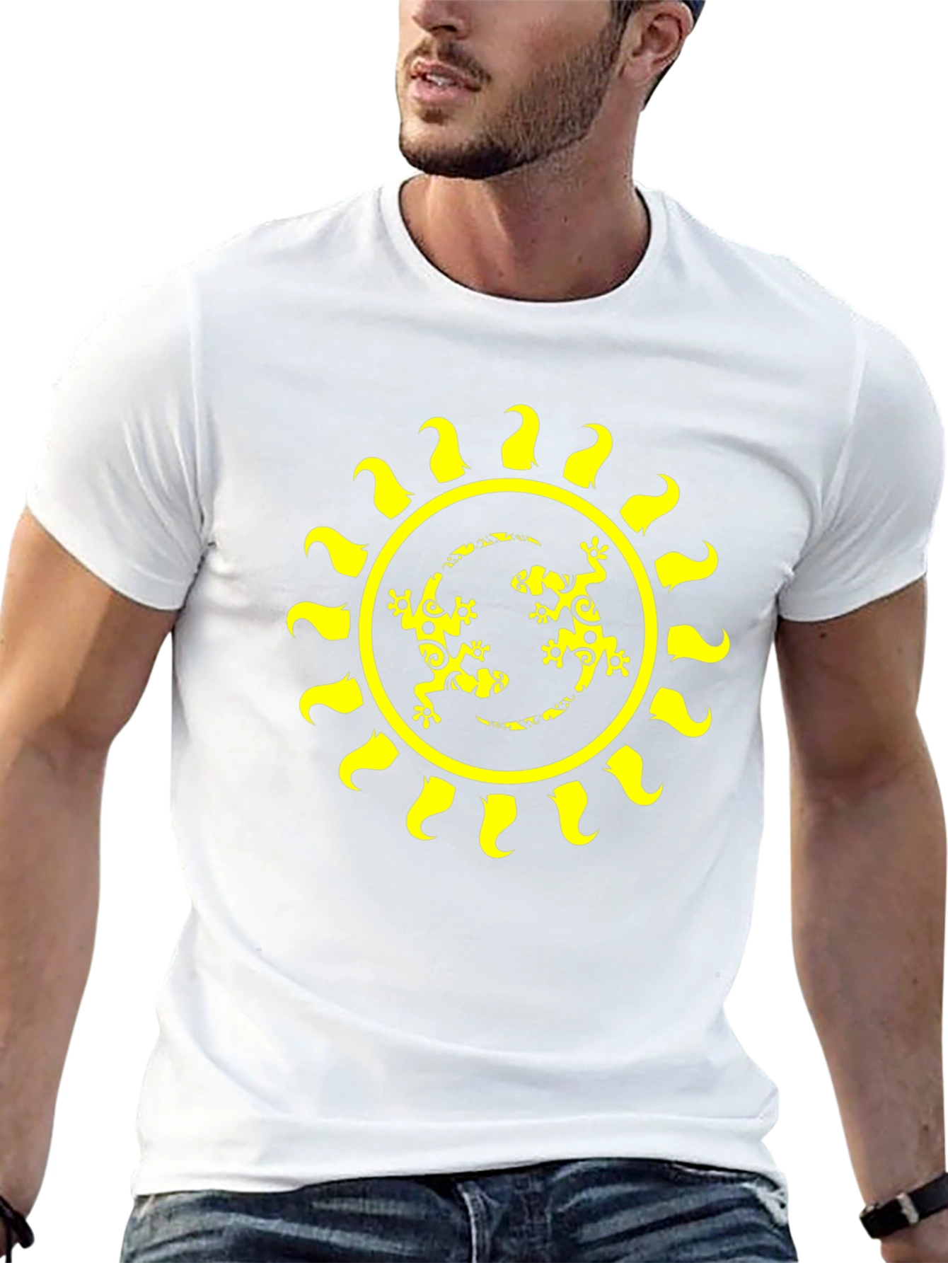 Lizard Sun Graphic Tee - Black Cotton T-Shirt