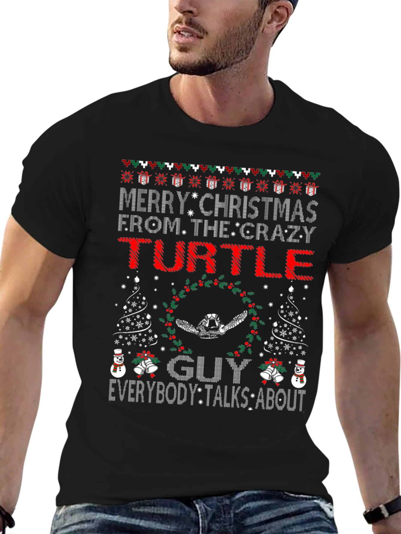 Crazy Turtle Guy Christmas T-Shirt