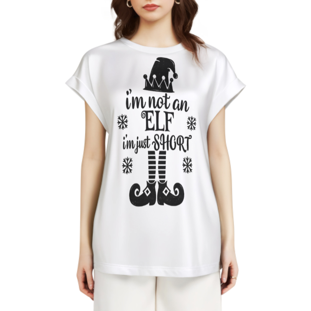 Funny Christmas Elf Graphic T-Shirt – “I’m Not An Elf I’m Just Short” Holiday Tee(z189)